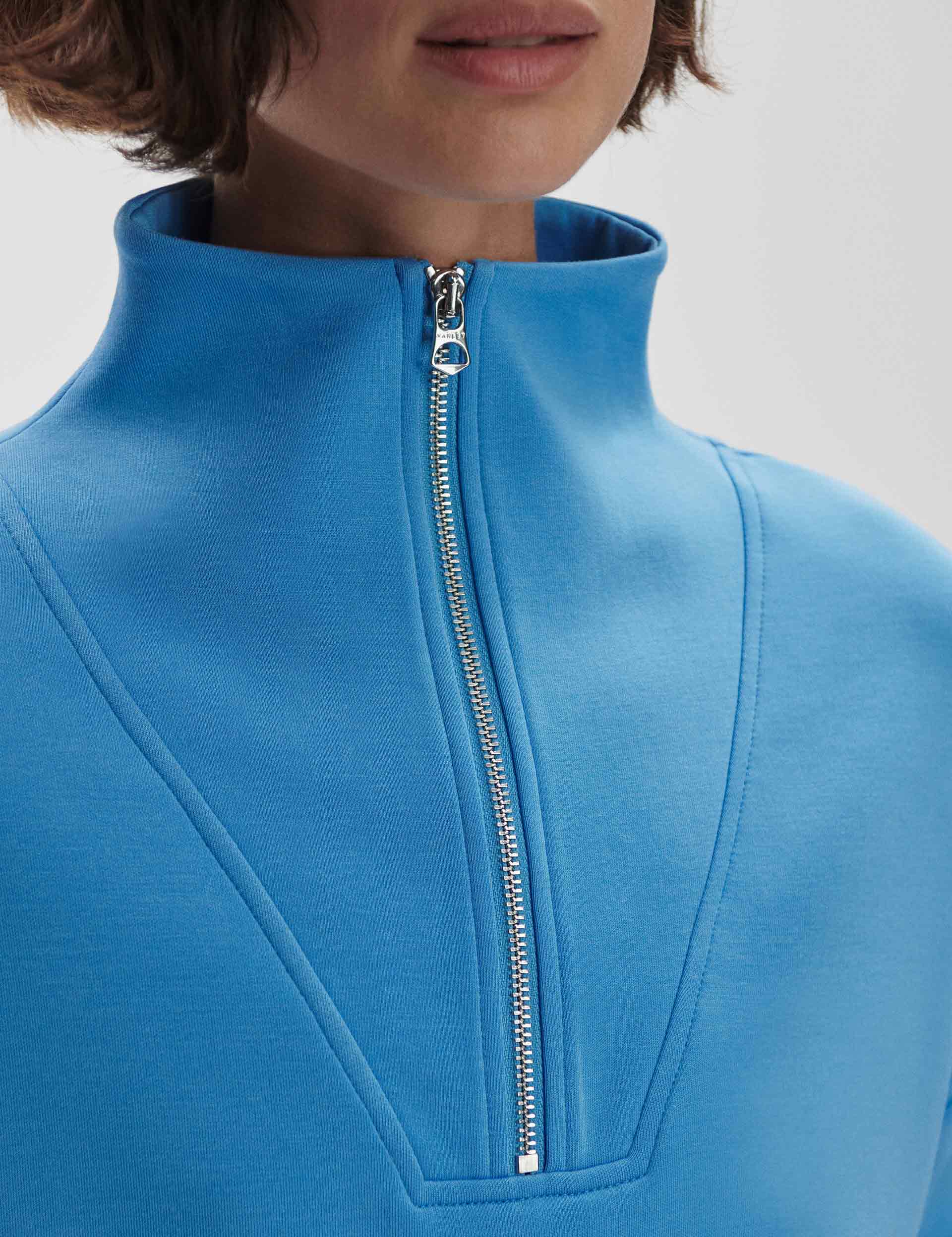 Hawley Half Zip Sweatshirt for Men - Soft Cotton Pullover Hoodie in Azure Blue | Casual Wear, Outdoor Activities & Gym Workouts