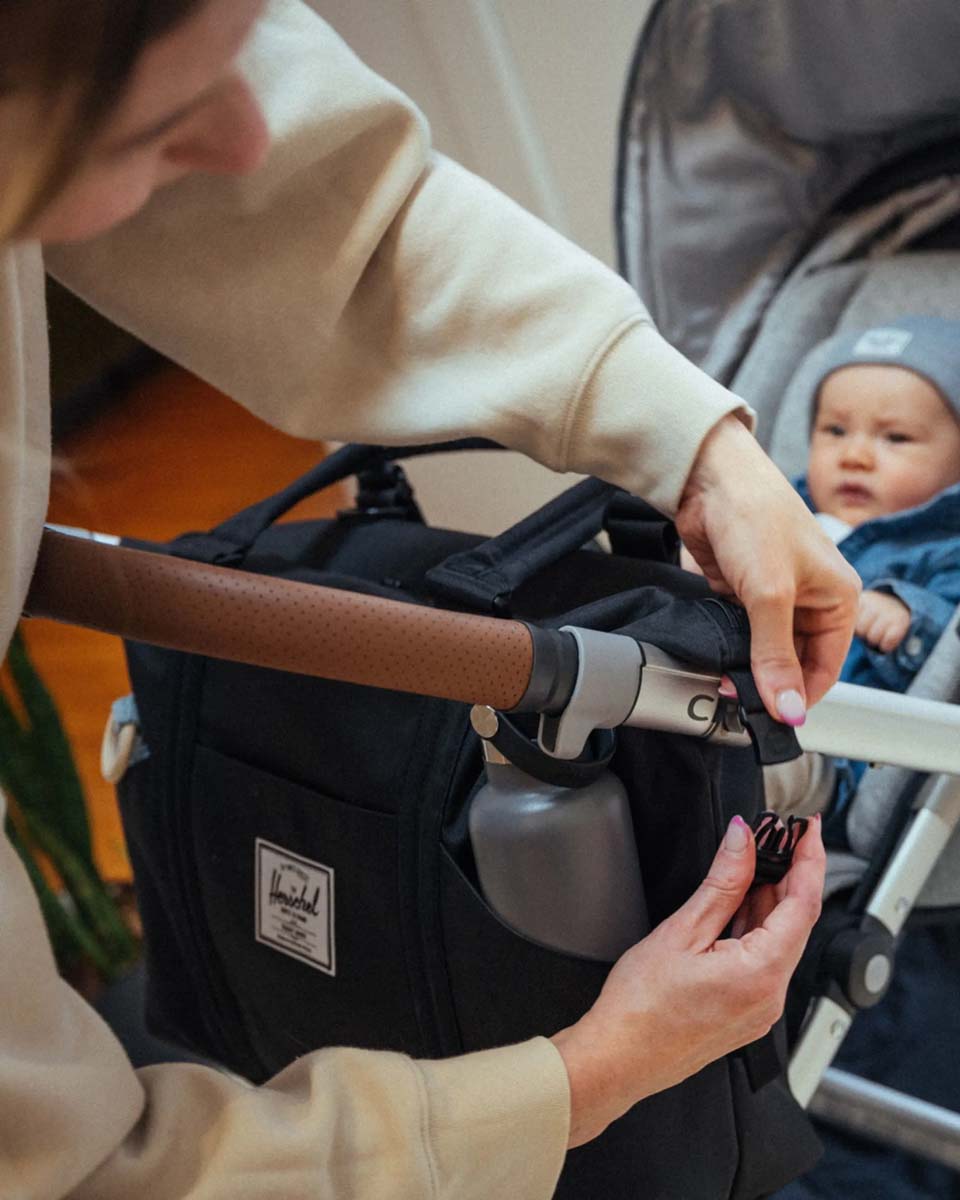 Herschel Strand Duffle Diaper Bag - Iceberg Green Crosshatch | Stylish & Spacious Baby Travel Bag for Parents | Perfect for Daycare, Travel & Family Outings