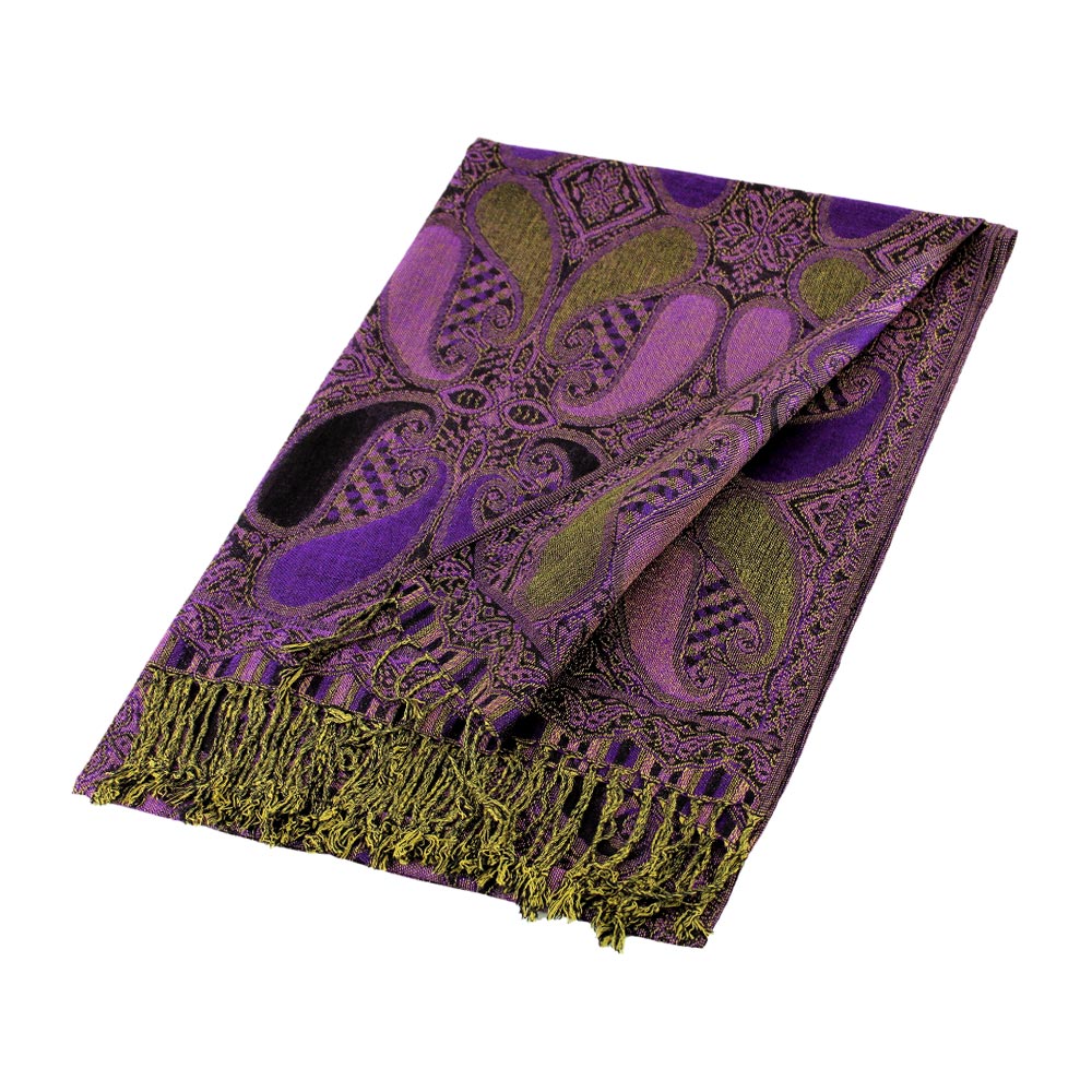 Stylish Purple Large Paisley Pashmina Scarf Shawl for Women - Soft Winter Wrap, Fashionable Accessory for Outfits, Parties & Cold Weather