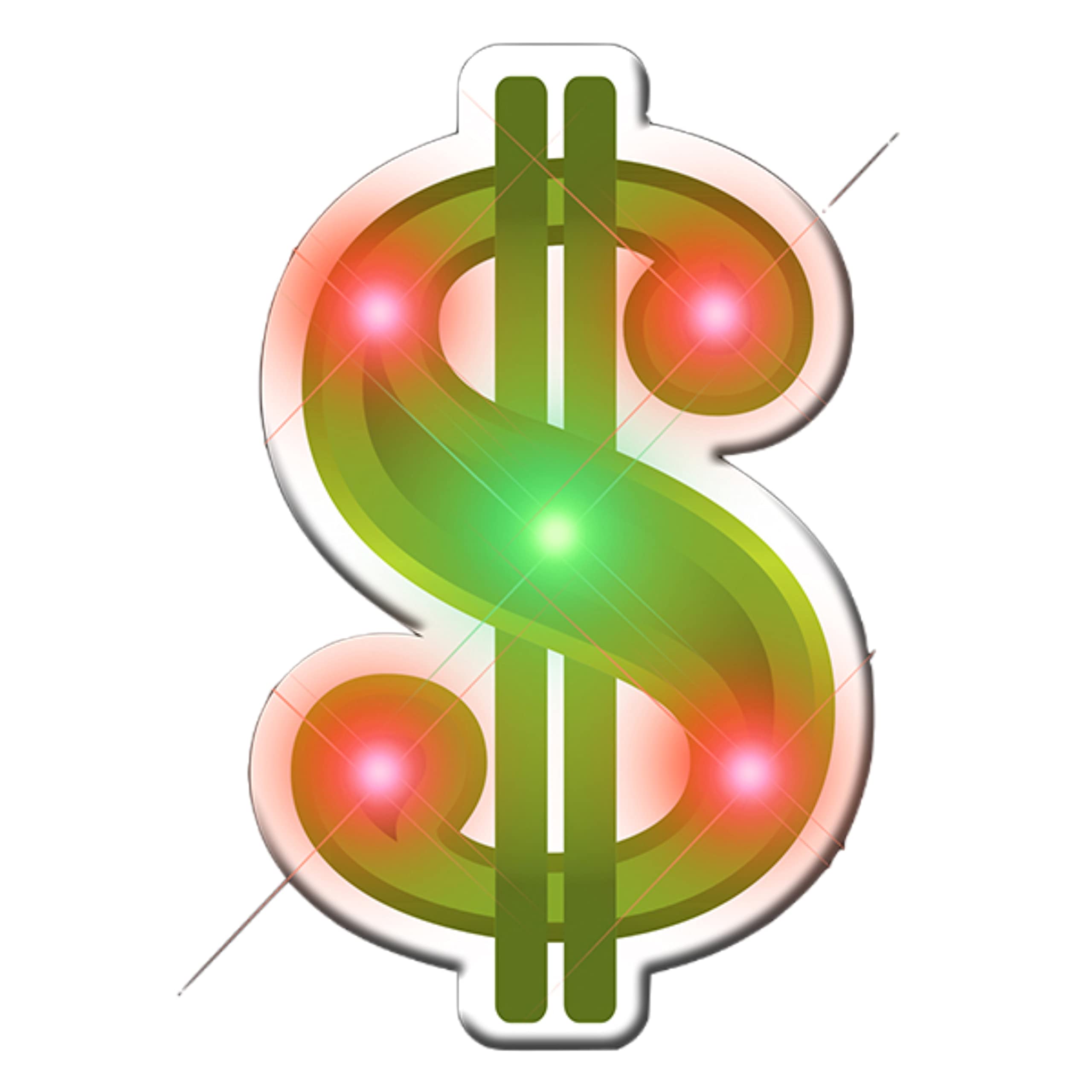 Flashing Dollar Sign LED Lapel Pin - Fun Party Accessory for Nightclubs, Raves & Costume Events