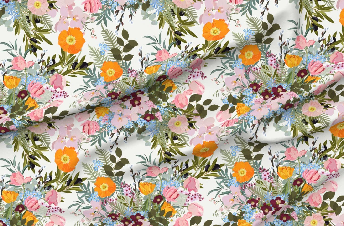 Morning Tulips Floral Yellow Poppy Printed Minky Fabric - Soft Fat Quarter for Sewing Baby Blankets, Quilt Backing & Plush Crafts - Perfect for Nursery Decor, DIY Projects & Summer Home Accents