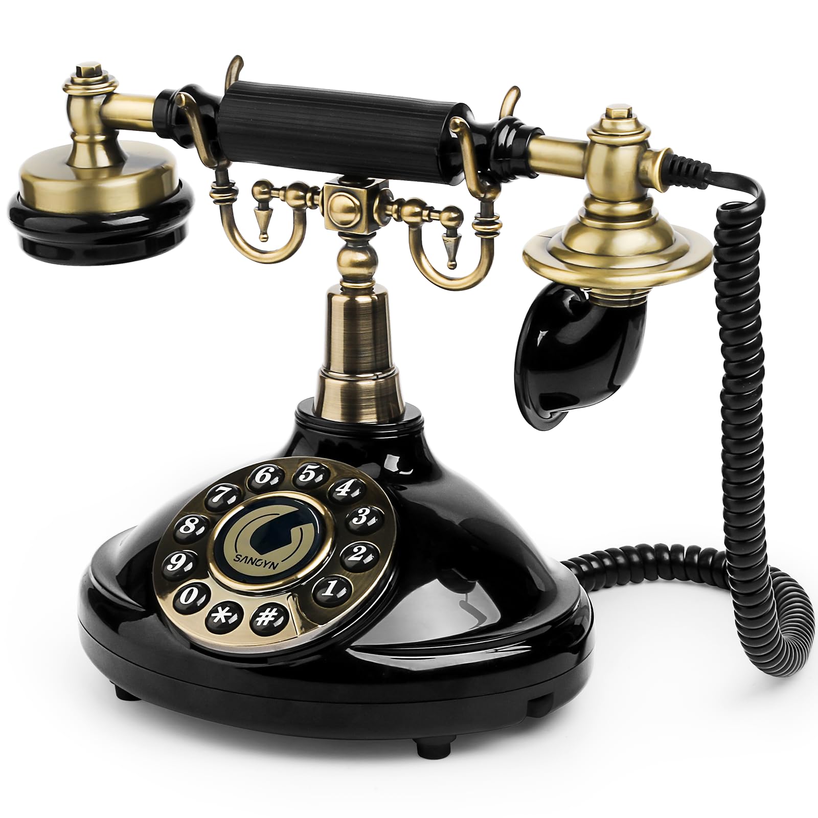 Vintage Style Custom Audio Guest Book Phone - Personalized Wedding, Graduation, Retirement, Birthday & Baby Shower Guestbook with Voicemail Recording - Perfect for Special Occasions & Events (Black)