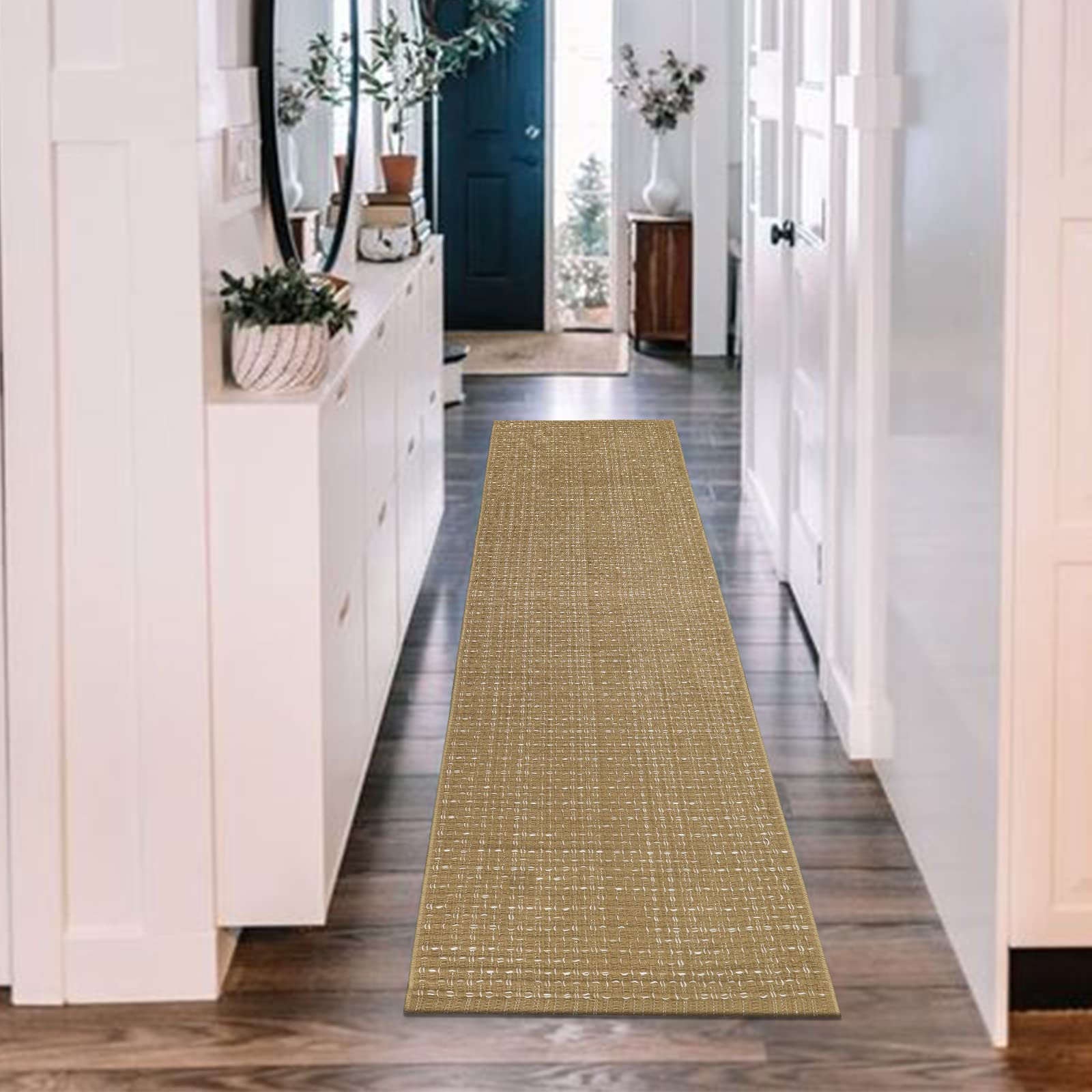 Seavish 2'x6' Cotton Woven Hallway Runner Rug - Washable Khaki Farmhouse Entryway Rug for Kitchen, Living Room, Bedroom, Laundry & Patio | Perfect for High-Traffic Areas, Cozy Home Decor & Outdoor Spaces