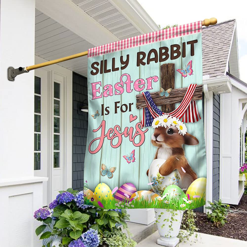 Shimmer Pink Bunny Happy Easter Flag - Double Sided 28x40 Inch Outdoor Yard Decoration for Garden, Lawn & Home - Perfect for Easter Celebrations, Church Events & Spring Festivities