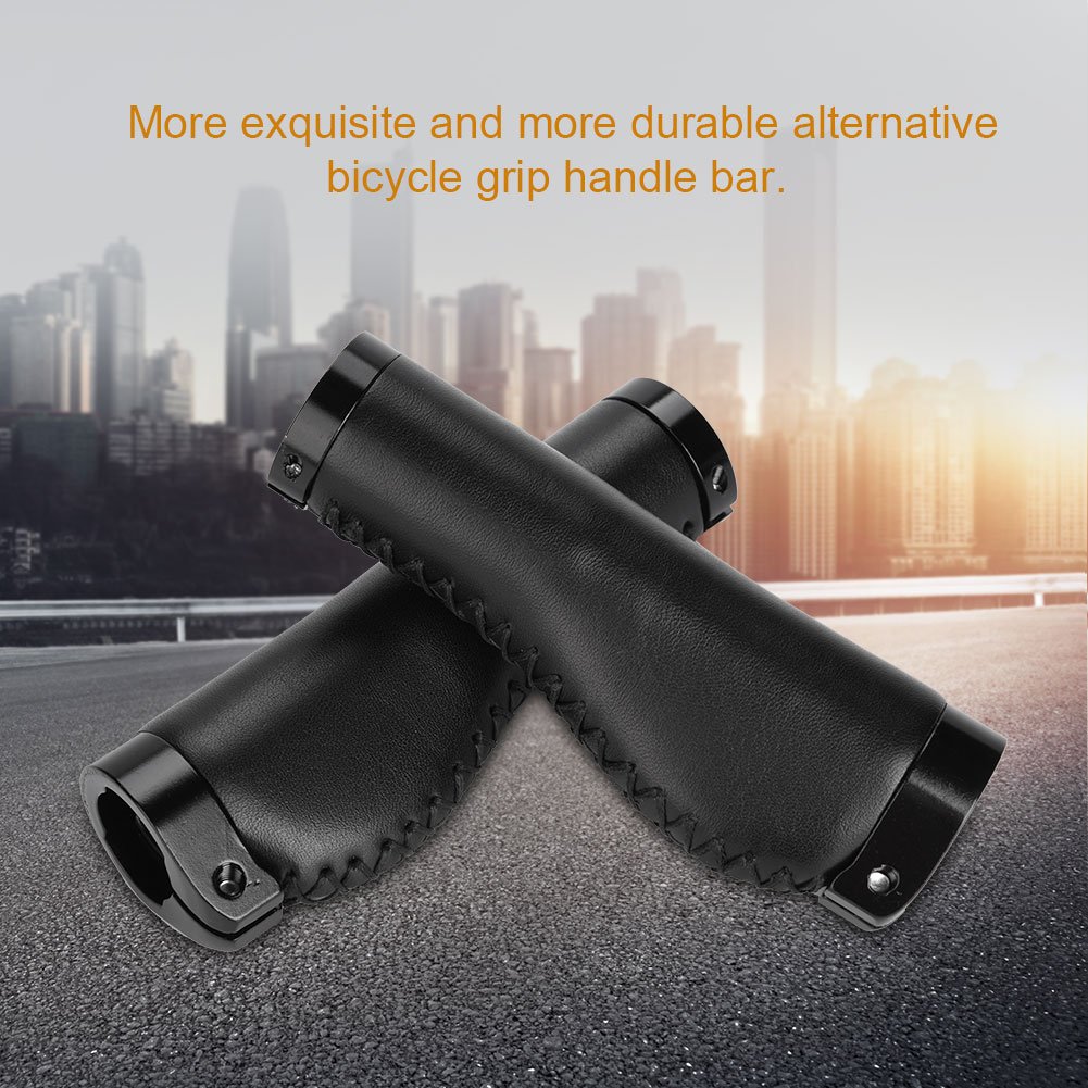 Premium Leather Bike Handle Grips - Comfortable & Durable E-Bike Grips for Road, Mountain & Commuter Bikes - Perfect for Long Rides & Urban Cycling