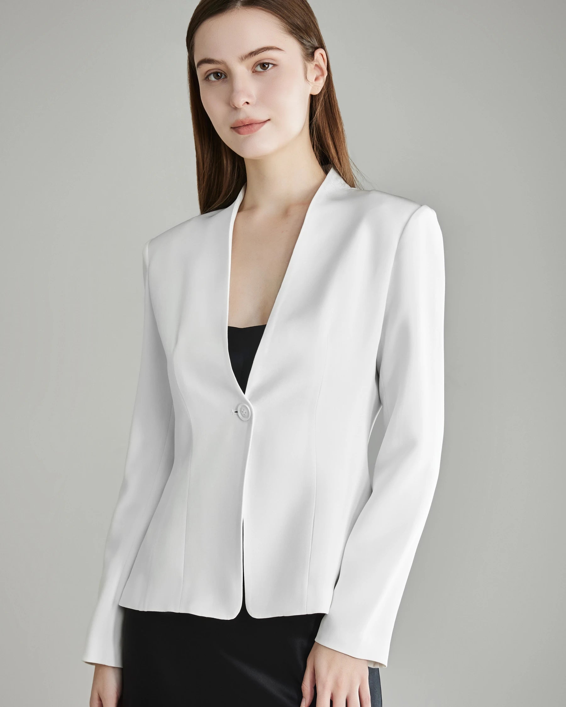 40 Momme Collarless Silk Blazer for Women - Luxury Lightweight Business Jacket - Office Wear & Evening Outfits - Perfect for Work, Weddings & Special Occasions