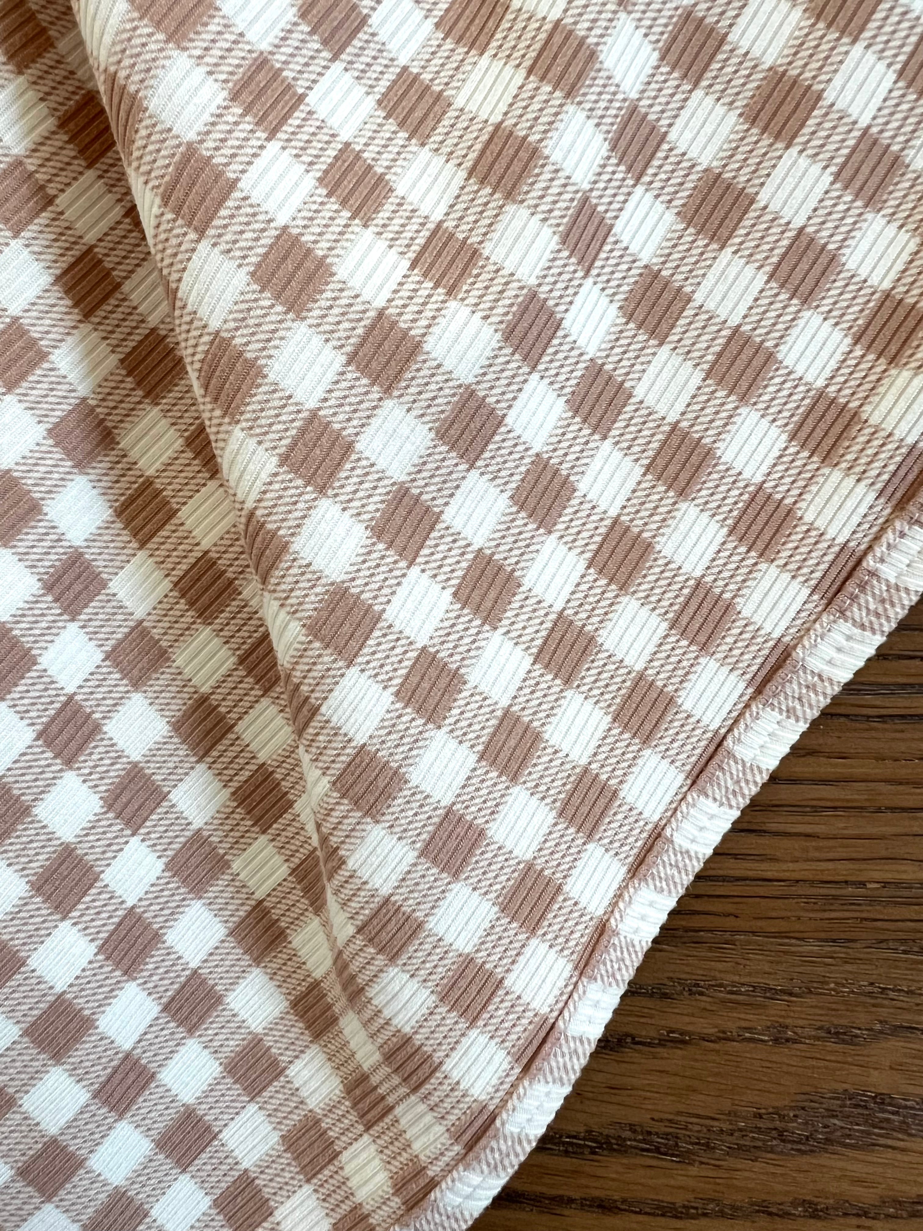 Taupe Ivory Gingham Fabric - Soft Cotton Checkered Material for DIY Crafts, Home Decor & Fashion Sewing Projects | Perfect for Curtains, Tablecloths, Dresses & More