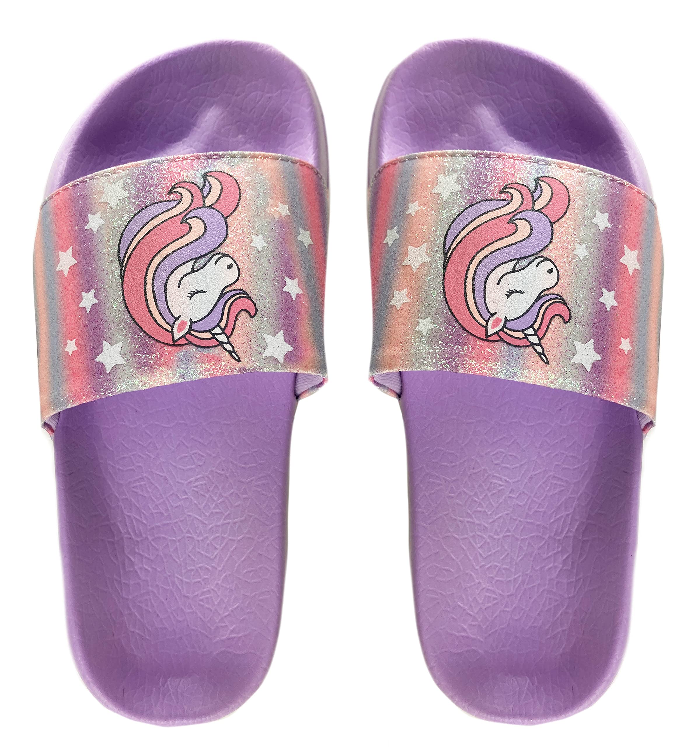 Capelli New York Girls Fashion Pool Slide Sandals - Cute Waterproof Summer Sandals for Beach, Pool, and Outdoor Play | Perfect for Kids Swimwear and Vacation Outfits