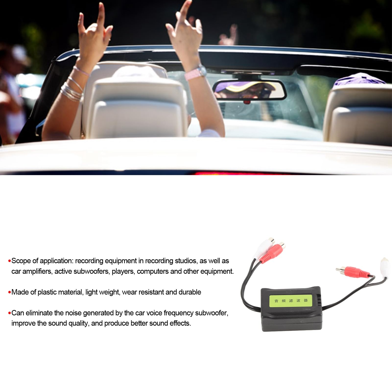 Premium RCA 3.5mm Ground Loop Noise Isolator - 1.5x1.2x2.6 Inch Car Audio Noise Filter Eliminates Hum & Buzz - Perfect for Car Stereo, Home Theater & DJ Equipment