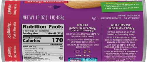 Annie's Organic Flaky Biscuits - Ready to Bake Refrigerated Dough (8 Count, 16 oz) - Perfect for Breakfast, Brunch & Family Gatherings