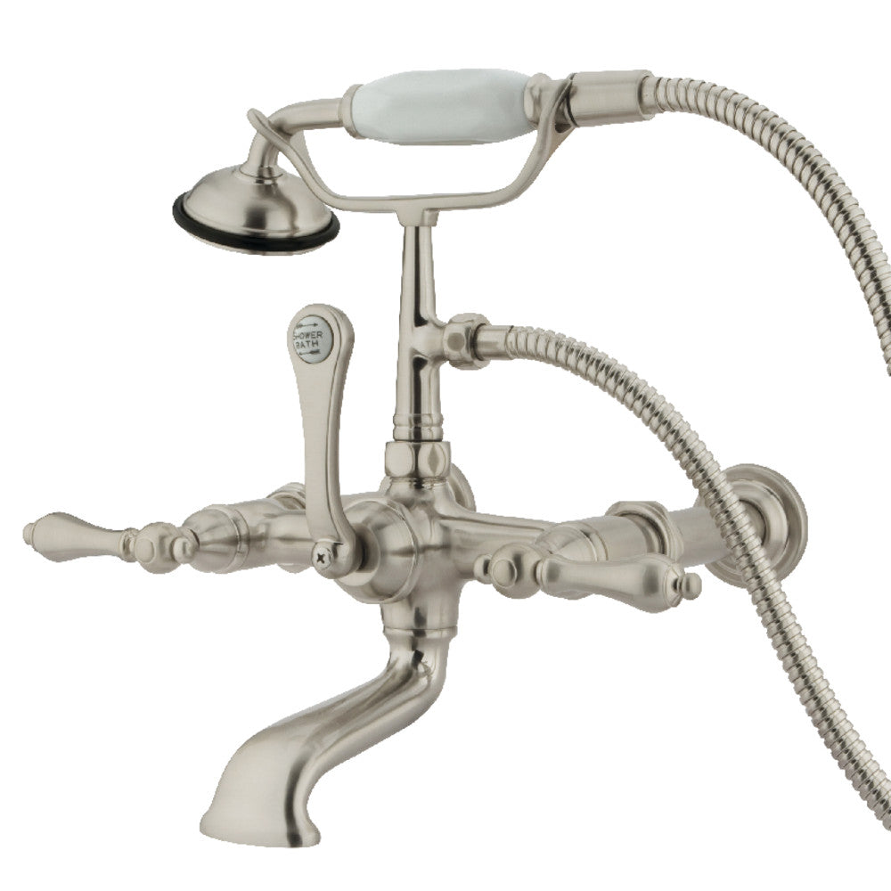 Kingston Brass CC541T8 Vintage 7-Inch Wall Mount Tub Faucet with Hand Shower - Classic Bathroom Fixture for Spa-Like Shower Experience