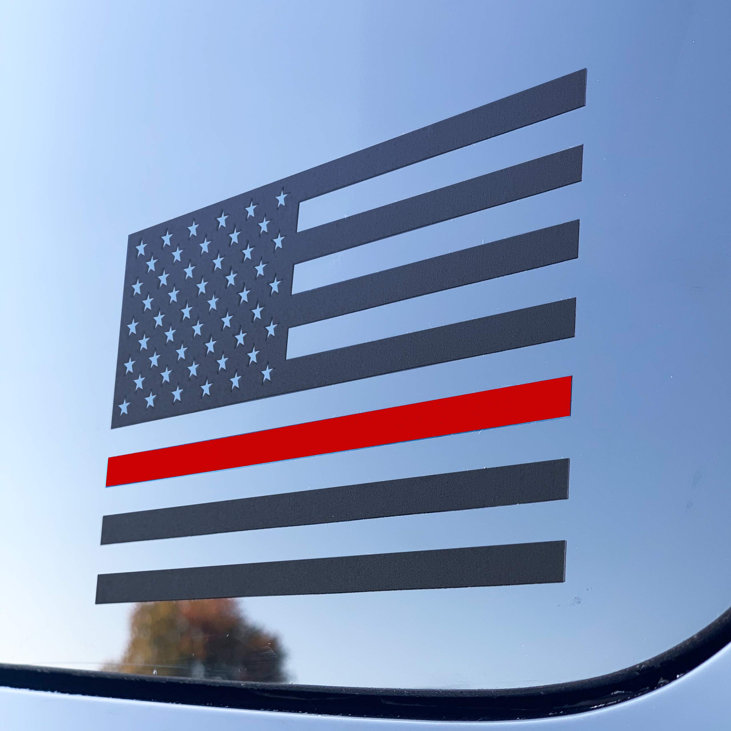 Thin Red Line US Flag Decal Fire Fighter Flag Sticker for Cars, Trucks, Laptops & Windows - Durable Vinyl Decals for First Responders, Police Support