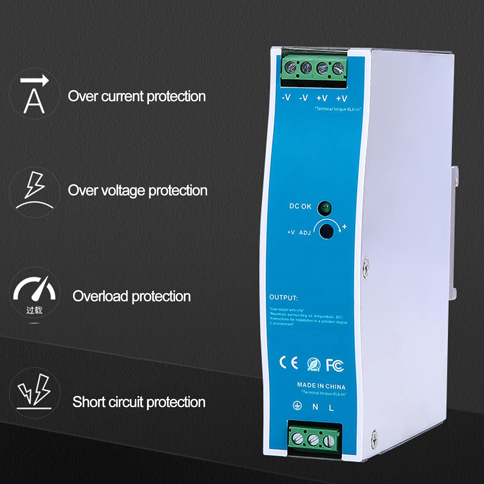 NDR-75-24 Industrial Power Supply 24V 3.2A 76.8W - Stable Rail Power Supply for Automation, CNC Machines & Industrial Equipment