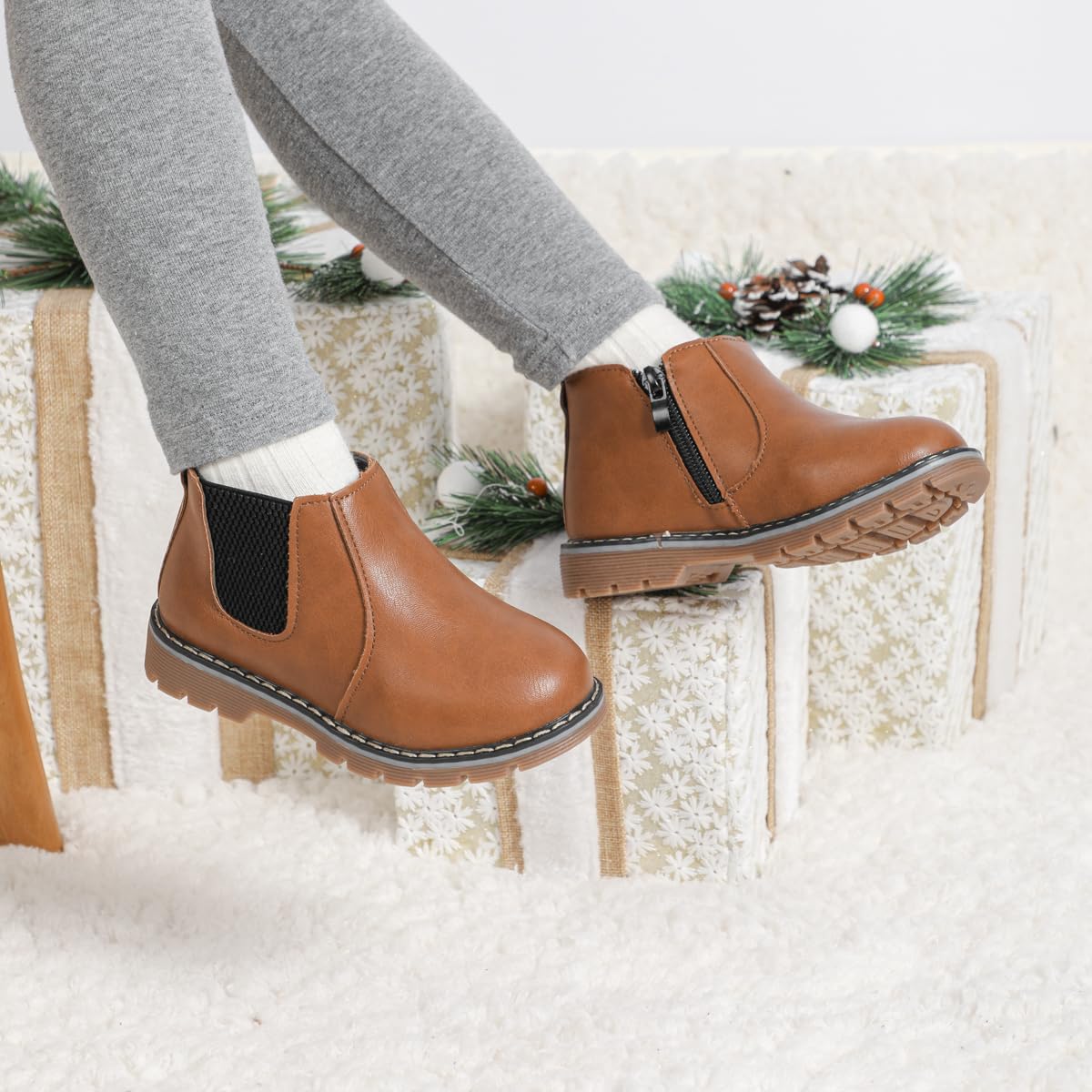 **Miamooi Toddler Girls & Boys Waterproof Leather Combat Ankle Boots - Comfortable Chelsea Fall Booties for Outdoor Play, School & Daily Wear (Toddler/Little Kid)**    *Perfect for rainy days, playground adventures, and stylish everyday outfits!*