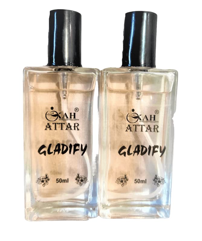 Kah Attar Gladify Unisex Perfume for Men & Women - 50ml (2 Pack) Long Lasting Fragrance for Date Night, Office & Special Occasions
