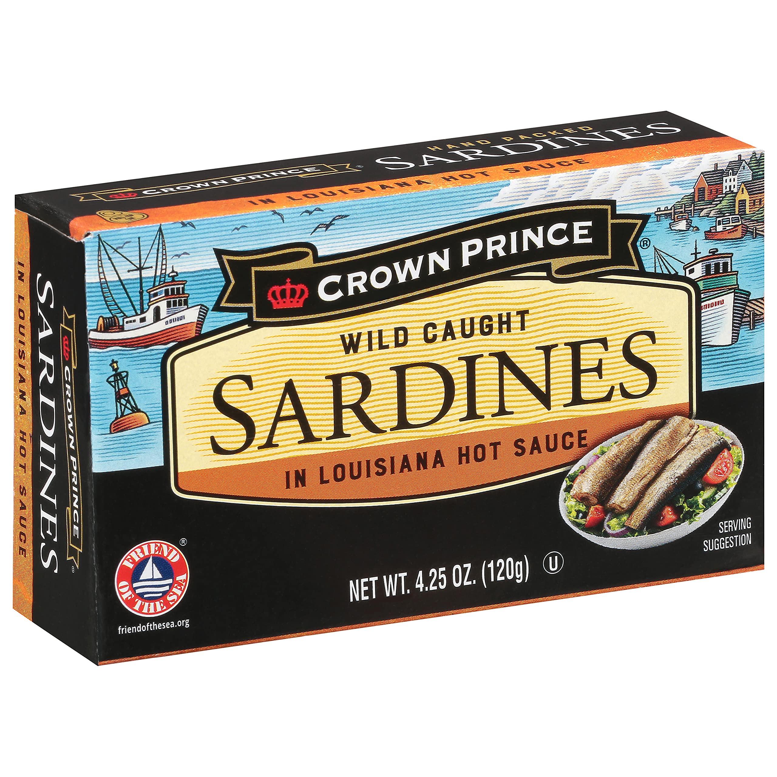 Premium Wild-Caught Sardines in Spicy Louisiana Hot Sauce - 12 Pack (4.25oz Cans) | High Protein Keto & Paleo Snack for Camping, Emergency Food Supply & Quick Meals