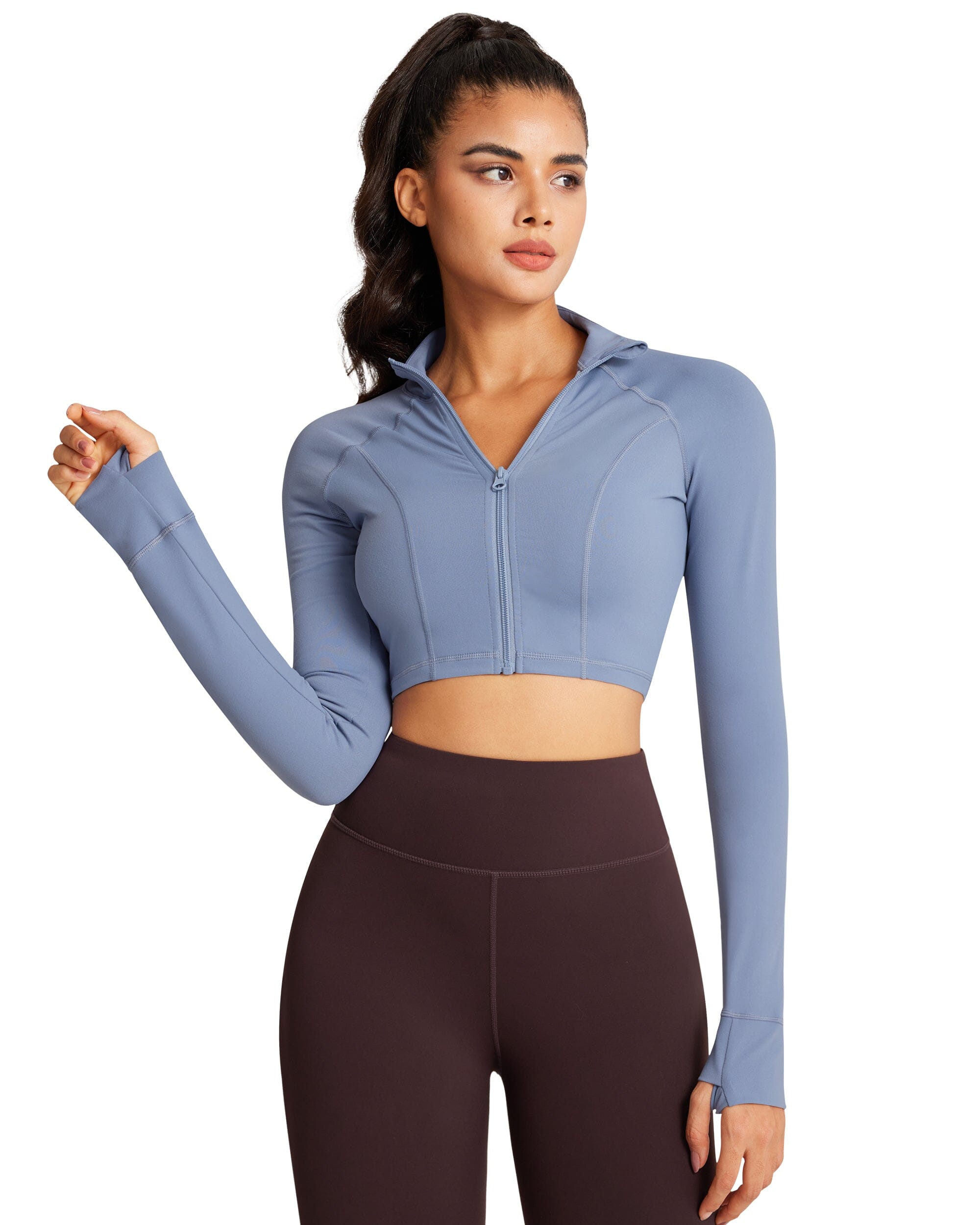 Women's Cropped Running Jacket - Lightweight Waterproof Windbreaker for Outdoor Jogging & Workouts | Perfect for Spring & Fall Running