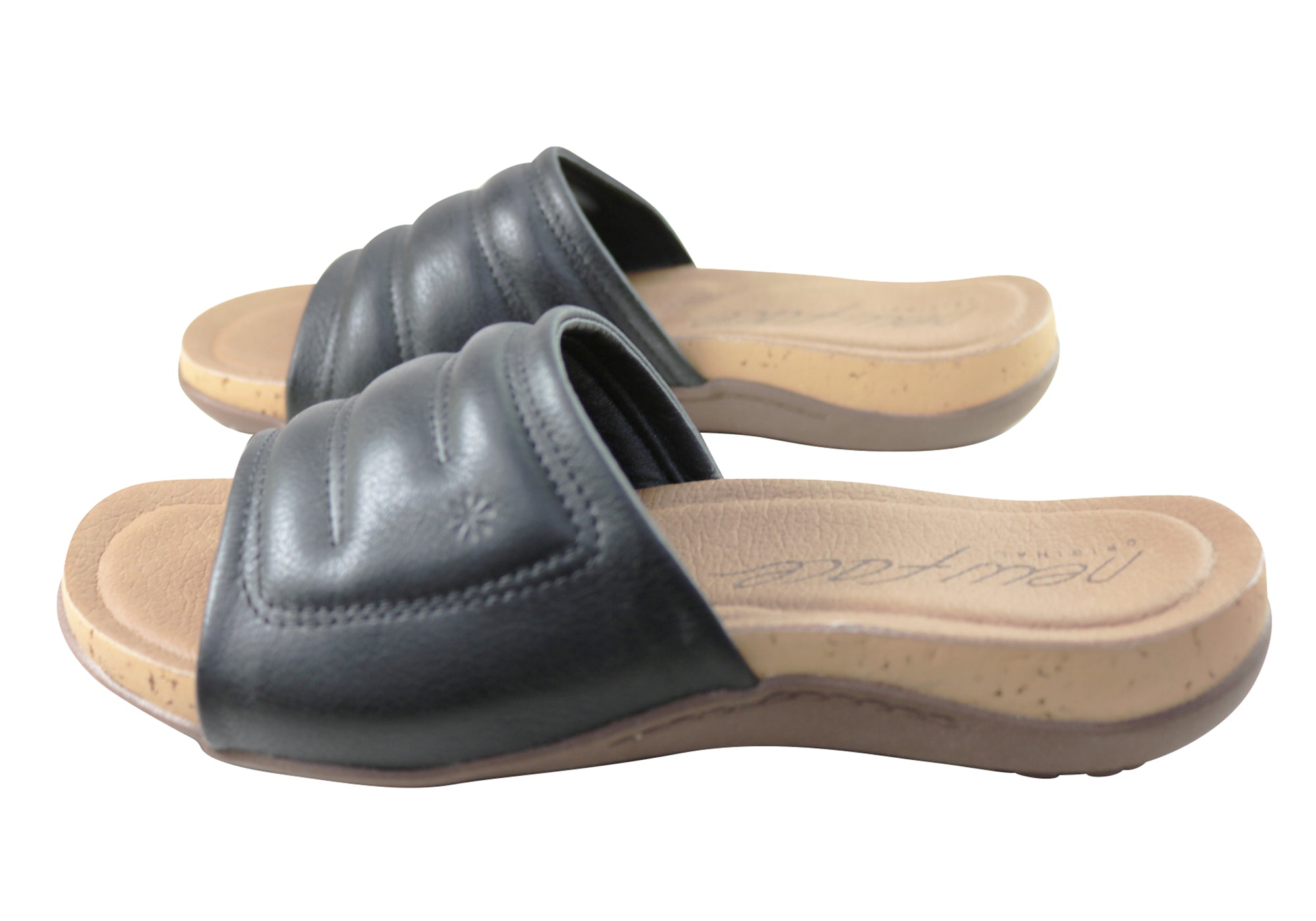 Women's Comfort Leather Slides Sandals - Soft & Breathable Face Fresco Design - Made in Brazil - Perfect for Beach, Pool & Summer Casual Wear
