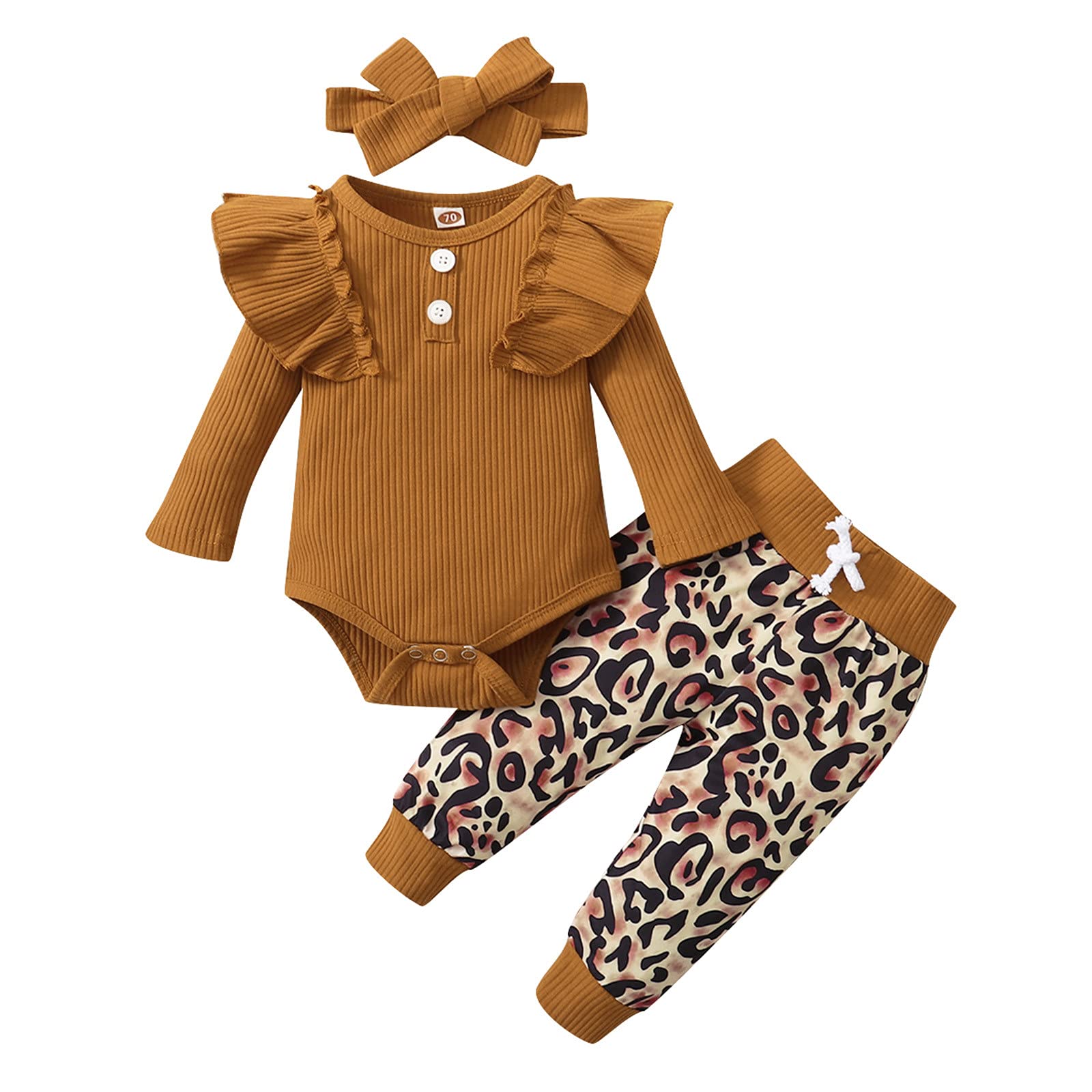 Newborn Baby Girl Clothes - Long Sleeve Ruffled Romper Bodysuit with Leggings | Soft Cotton Infant Outfit for Photoshoots, Playdates & Special Occasions