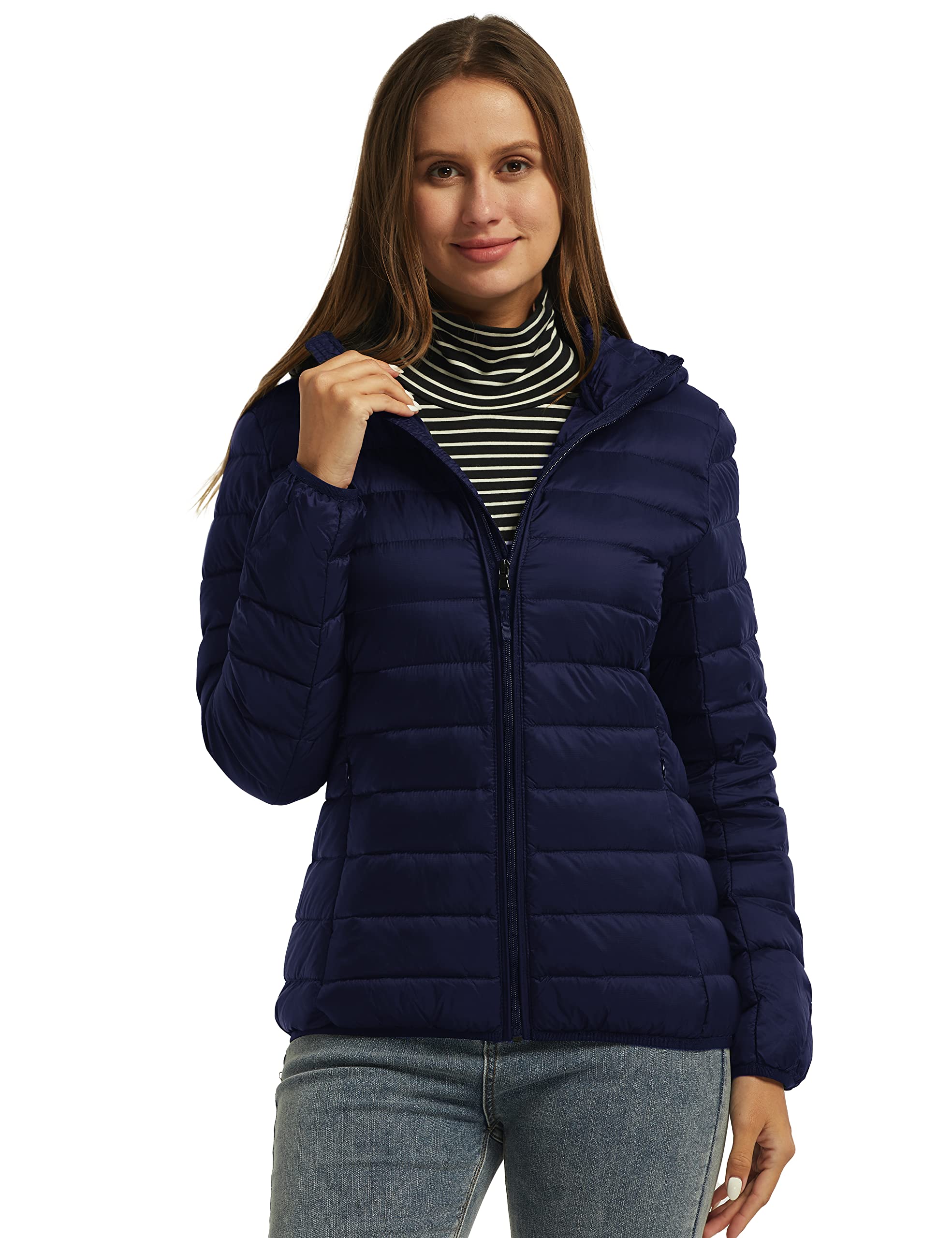 Wantdo Women's Lightweight Packable Hooded Down Jacket - Waterproof & Windproof Short Puffer Coat for Outdoor Hiking, Travel & Winter Warmth