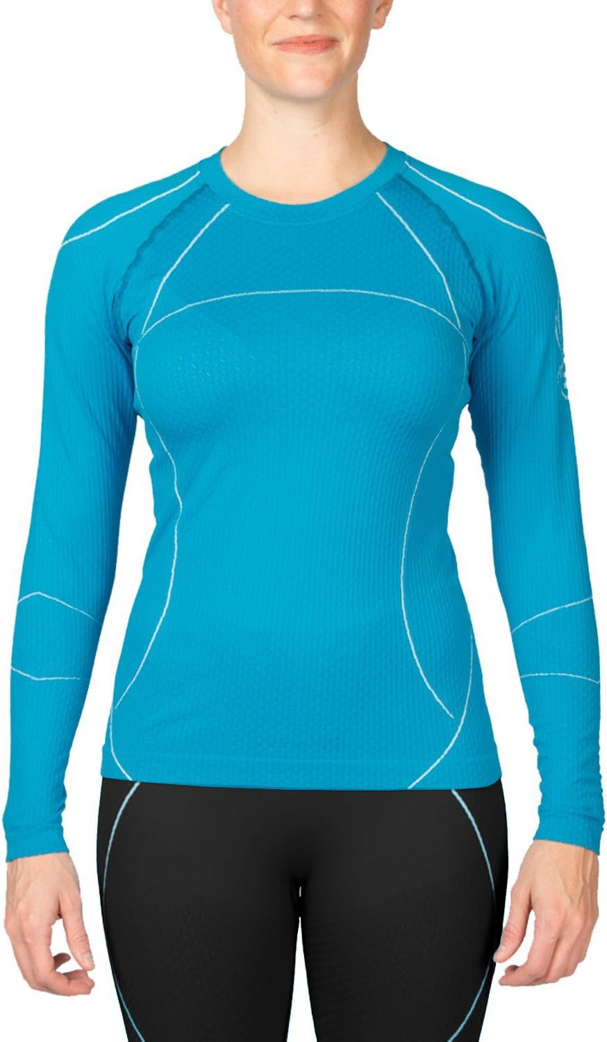 Spyder Women's Olympian Long Sleeve Thermal Top - Winter Sports & Outdoor Activities (Size X-Large/2X-Large, Riviera/White) - Perfect for Skiing, Snowboarding & Cold Weather Layering