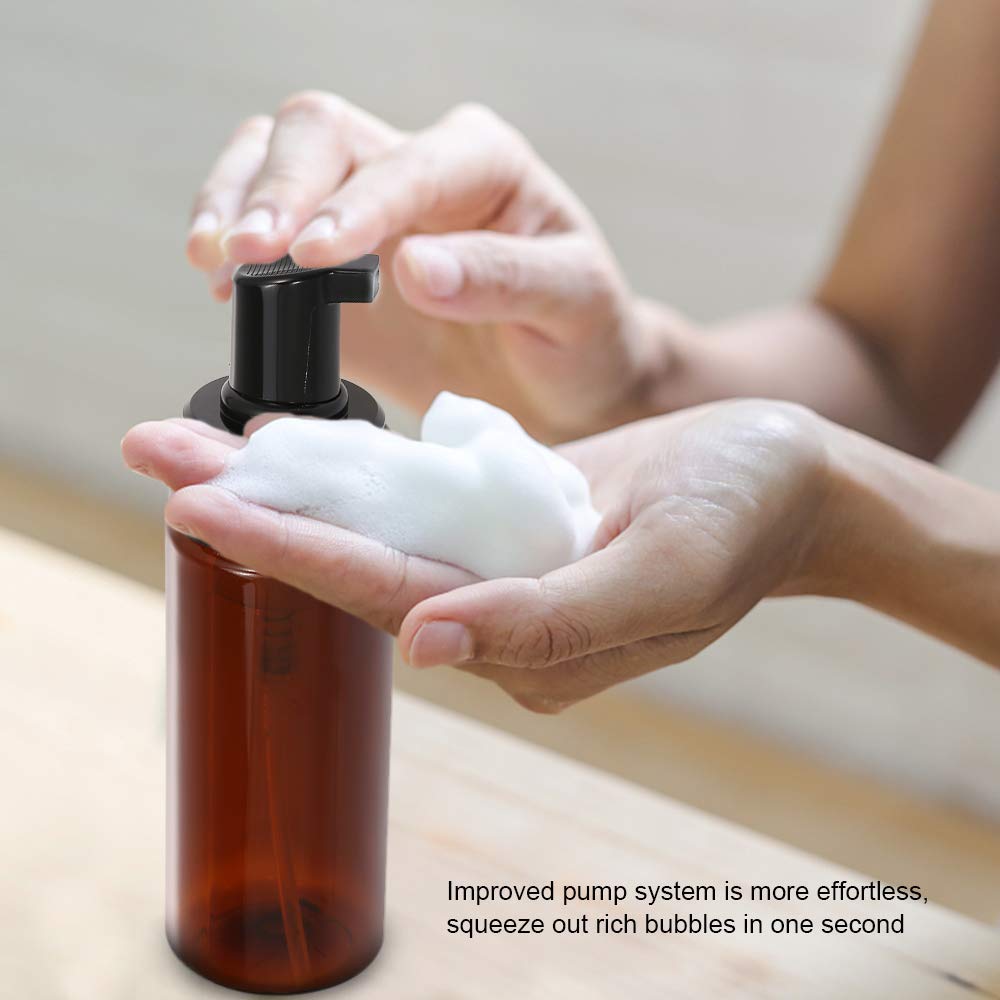 Pharcos 100ml Foaming Dispenser Bottle - Refillable Empty Pump Container for Liquid Soap, Face Wash, Shower Gel & Shampoo | BPA-Free, Leak-Proof & Travel-Friendly | Perfect for Bathroom, Kitchen & Travel Essentials (Amber & Black, Pack of 1)