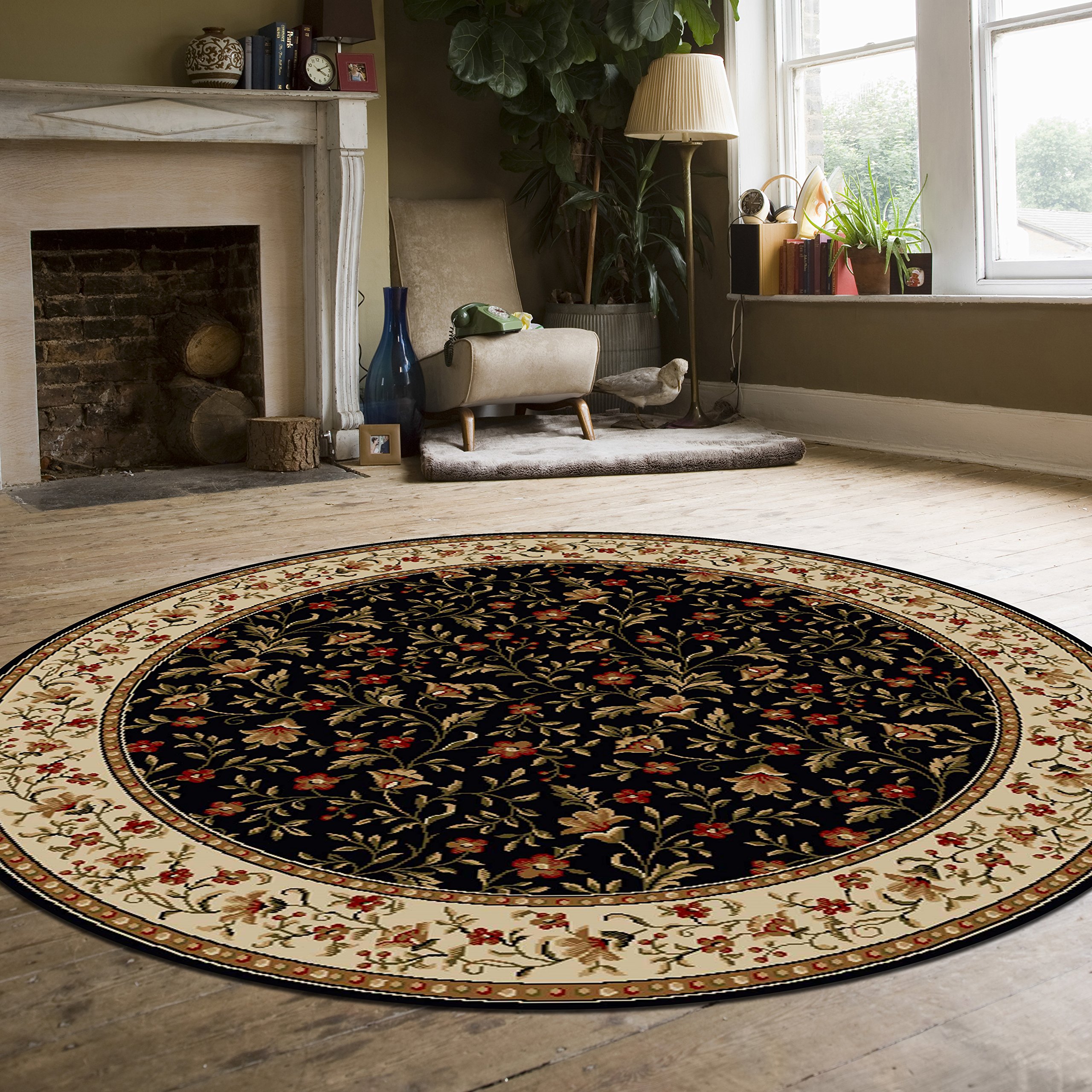 1593 COMO Area Rugs 8x8 Feet - Soft Plush Black Indoor Rug for Living Room, Bedroom, Home Decor - Non-Slip Backing, Easy to Clean