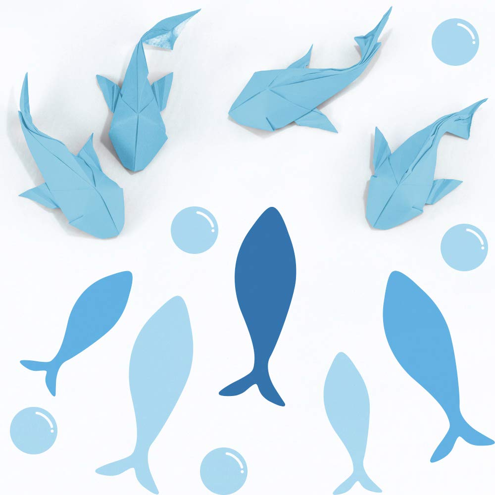 42-Piece Ocean Fish Wall Decals with Bubbles - Blue Fish Wall Stickers for Kids' Room Decor | Underwater Theme Nursery & Playroom Wall Art