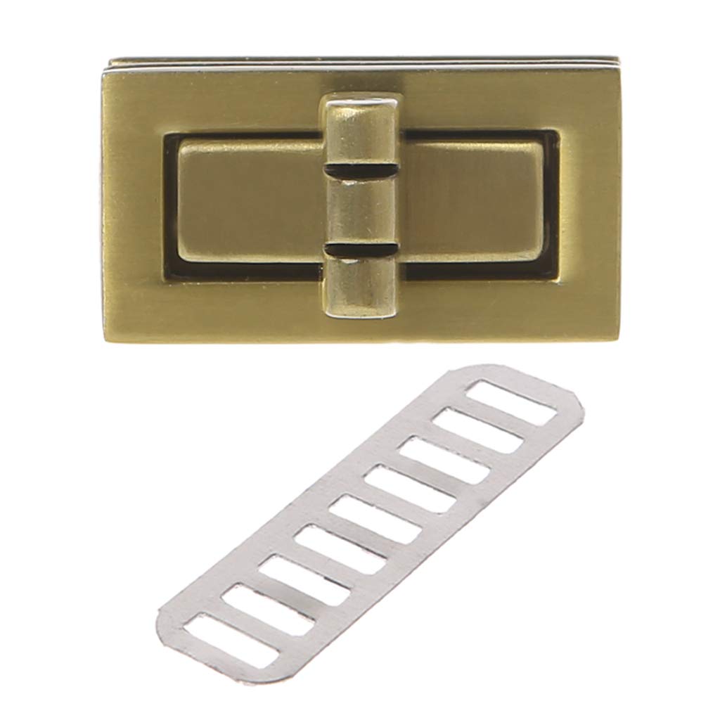 Jackyee Rectangle Shape Clasp Turn Lock Twist Locks for DIY Leather Handbag Hardware - Small Square Lock with Vintage Finish - Perfect for Handmade Purses, Wallets, and Leather Craft Projects