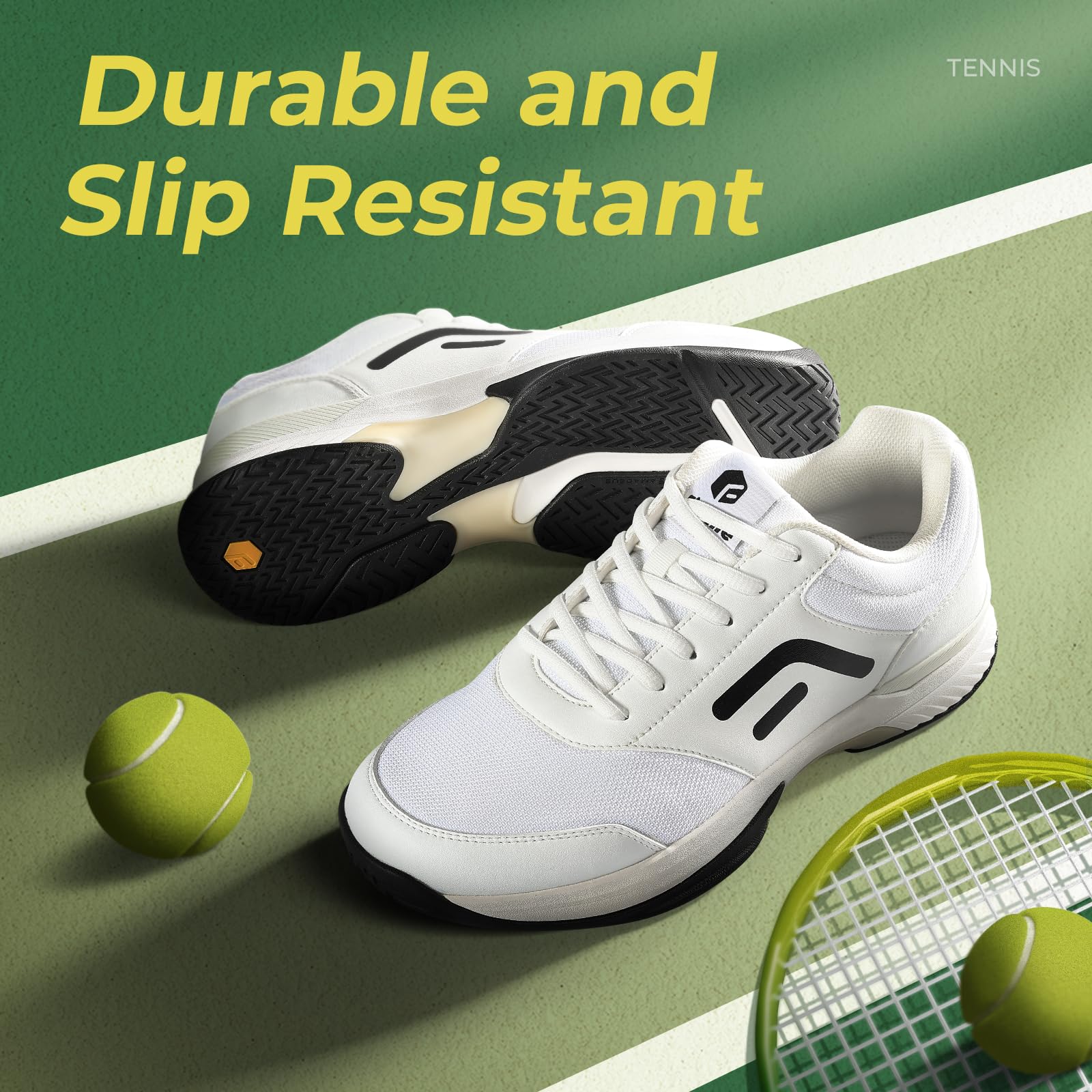 FitVille Men's Extra Wide Tennis Shoes - Pickleball, Racquetball & Squash Court Shoes with Arch Support - Perfect for All Court Sports & Active Lifestyle