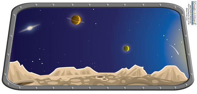 Space Window Mural - Galaxy Themed Window Decal for Kids Room & Nursery - Perfect for Bedroom, Playroom, and Classroom Decor