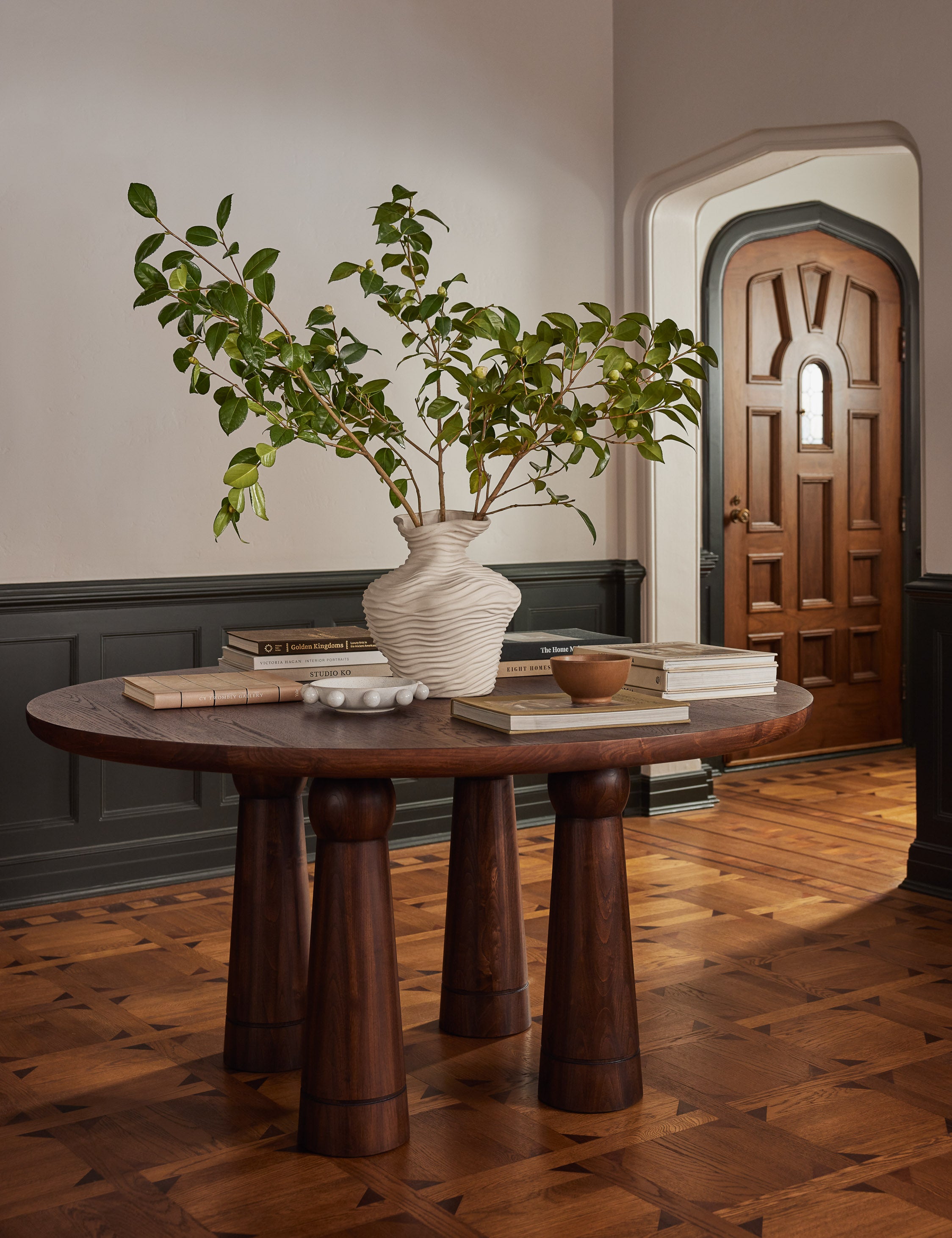 Beasley 42 Inch Round Dining Table for 4-6 People - Solid Wood Kitchen Table for Dining Room, Breakfast Nook & Small Spaces - Modern Farmhouse Style Home Furniture