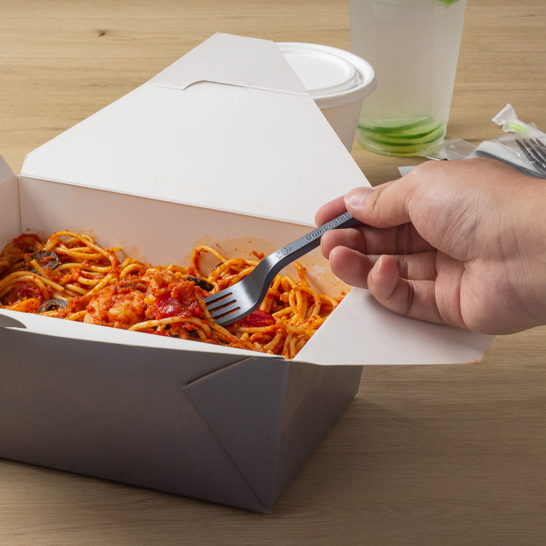 Eco-Friendly Black CPLA Plastic Forks - 50 Count, Heat Resistant, Compostable Cutlery (6.5 Inch) | Perfect for Parties, Picnics & Catering Events