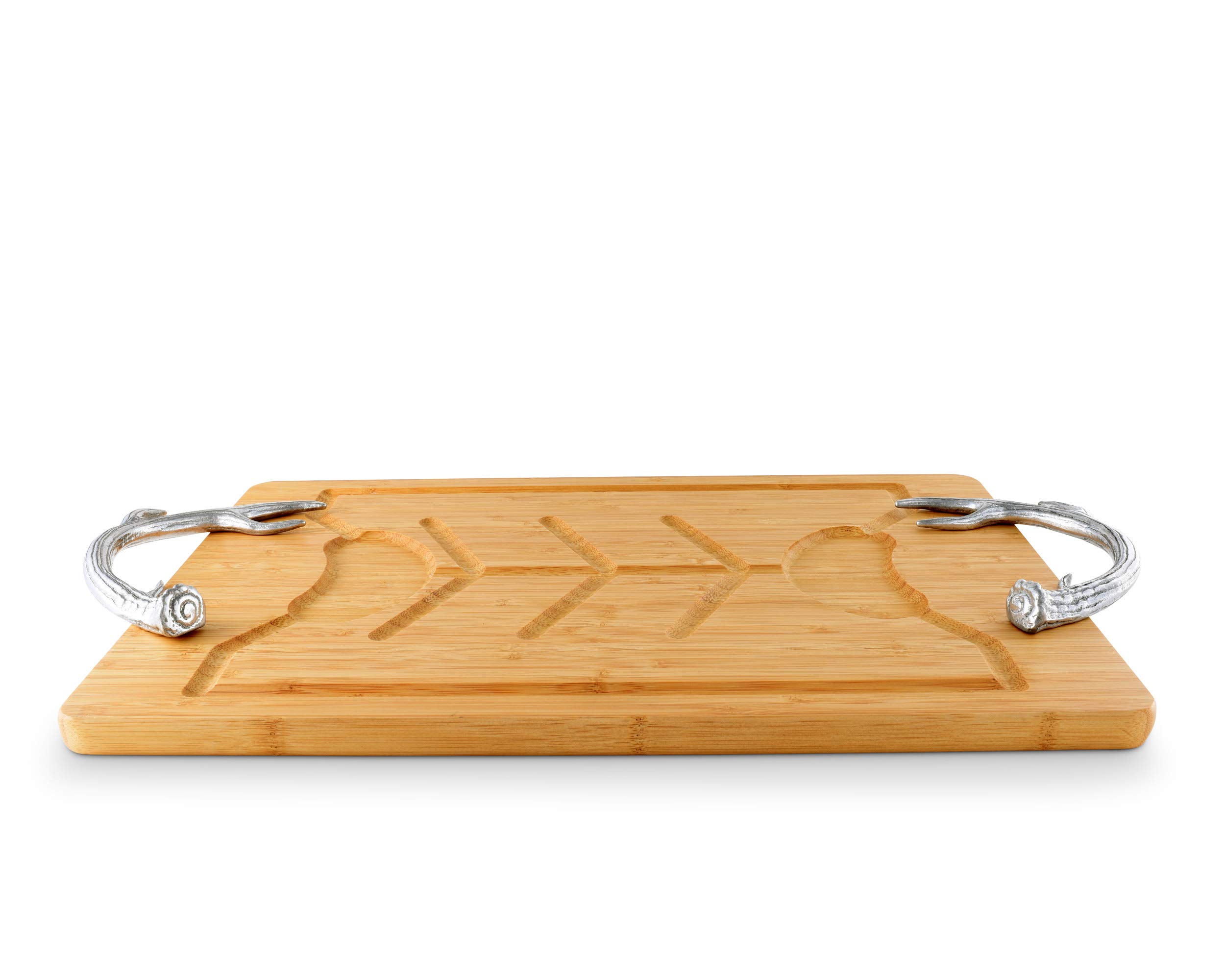 Premium Aluminum & Wood Cheese Board with Antler Handle - 23.5