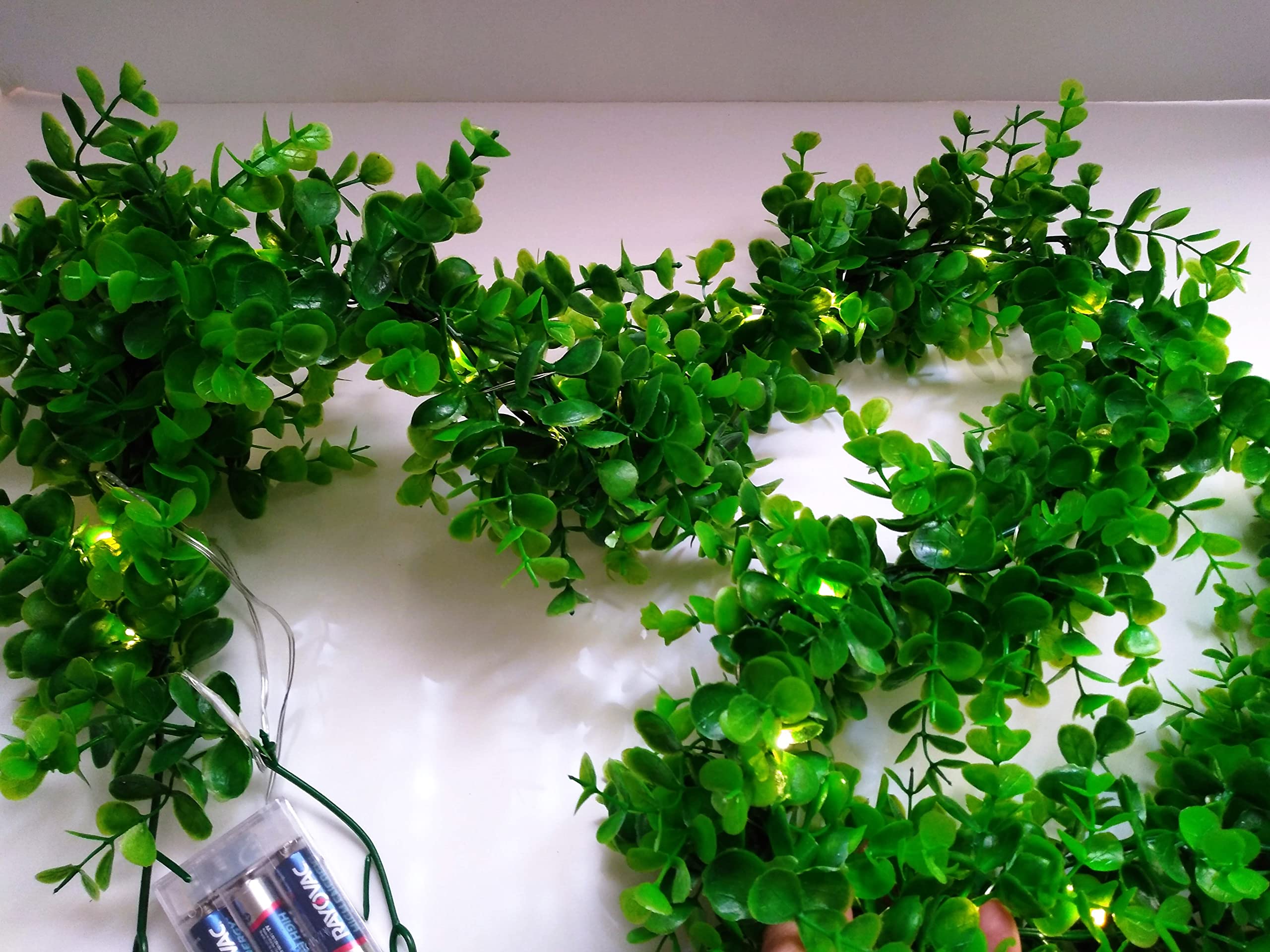 Premium LED Boxwood Leaves Garland - 6FT Artificial Greenery with Warm White Lights for Indoor/Outdoor Wedding, Party, and Home Decor
