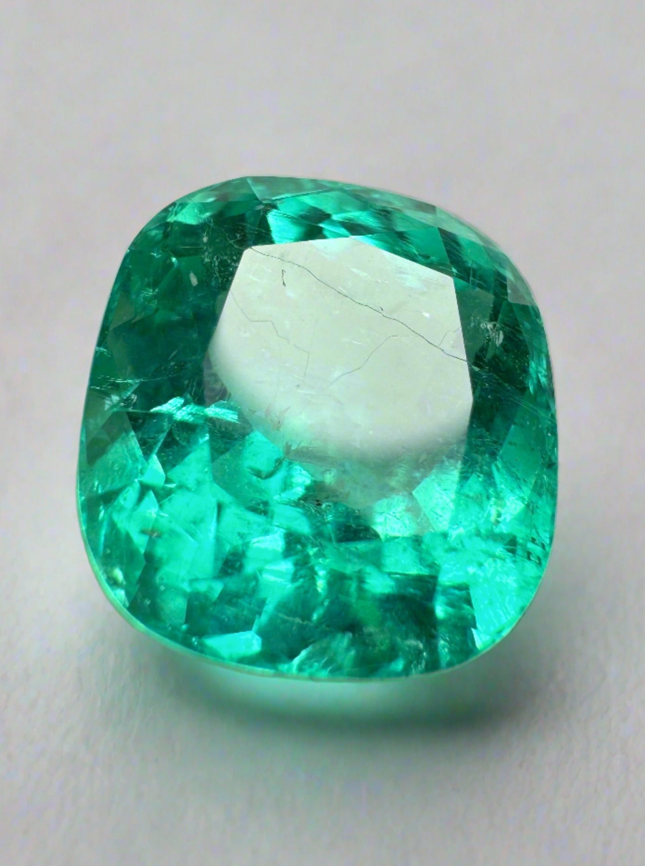 8.46 Carat GIA Certified 13x12mm Bluish Green Natural Loose Cushion Cut Colombian Emerald Gemstone for Jewelry Making, Engagement Rings & Luxury Gifts