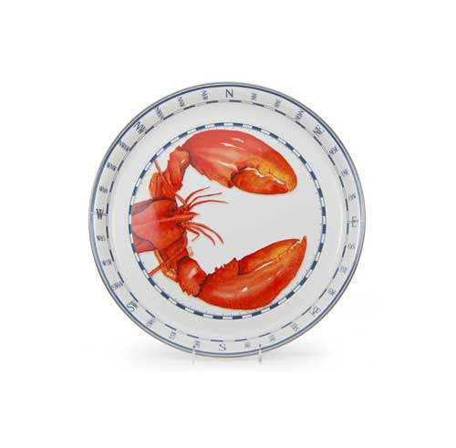 15.5 Inch Vintage Enamel Lobster Serving Tray - Rustproof & Durable for Seafood Parties, Picnics, and Coastal Home Decor
