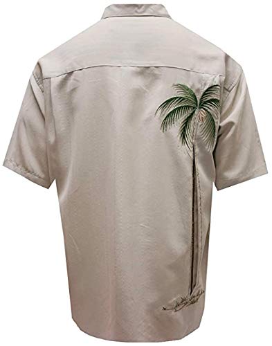 Bamboo Cay Men's Embroidered Palm Tree Hawaiian Shirt - Short Sleeve Casual Button Down Camp Shirt for Beach Vacation, Summer Party & Tropical Getaway