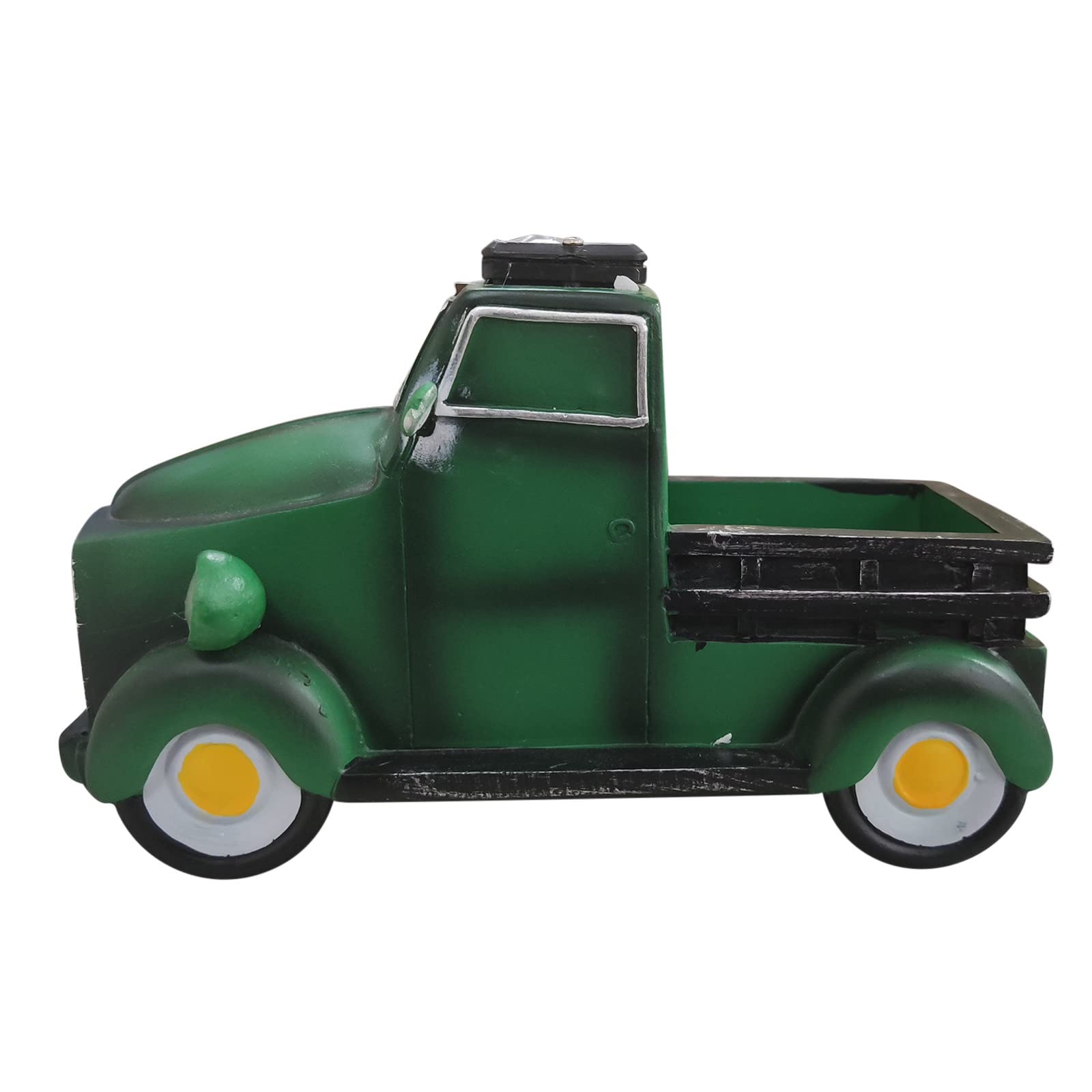 Vintage Solar-Powered Pickup Truck Planter with LED Lights - Retro Farmhouse Garden Decor for Yard, Patio, Farmhouse - Perfect Outdoor Gift for Gardening Enthusiasts