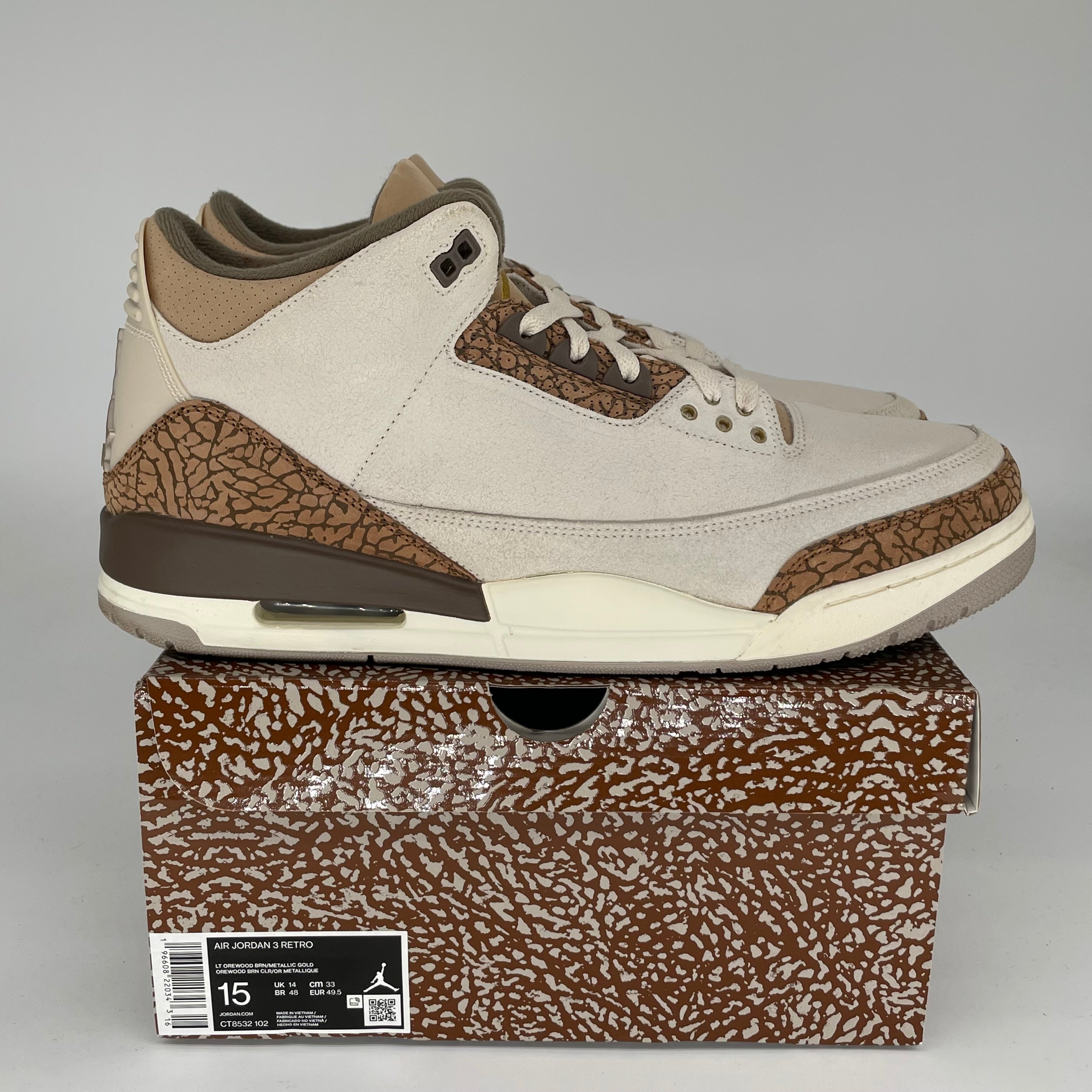 AIR JORDAN 3 PALOMINO Men's Basketball Shoes Size 15 - Retro Style Sneakers CT8532-102 | Perfect for Streetwear, Casual Outfits & Basketball Games