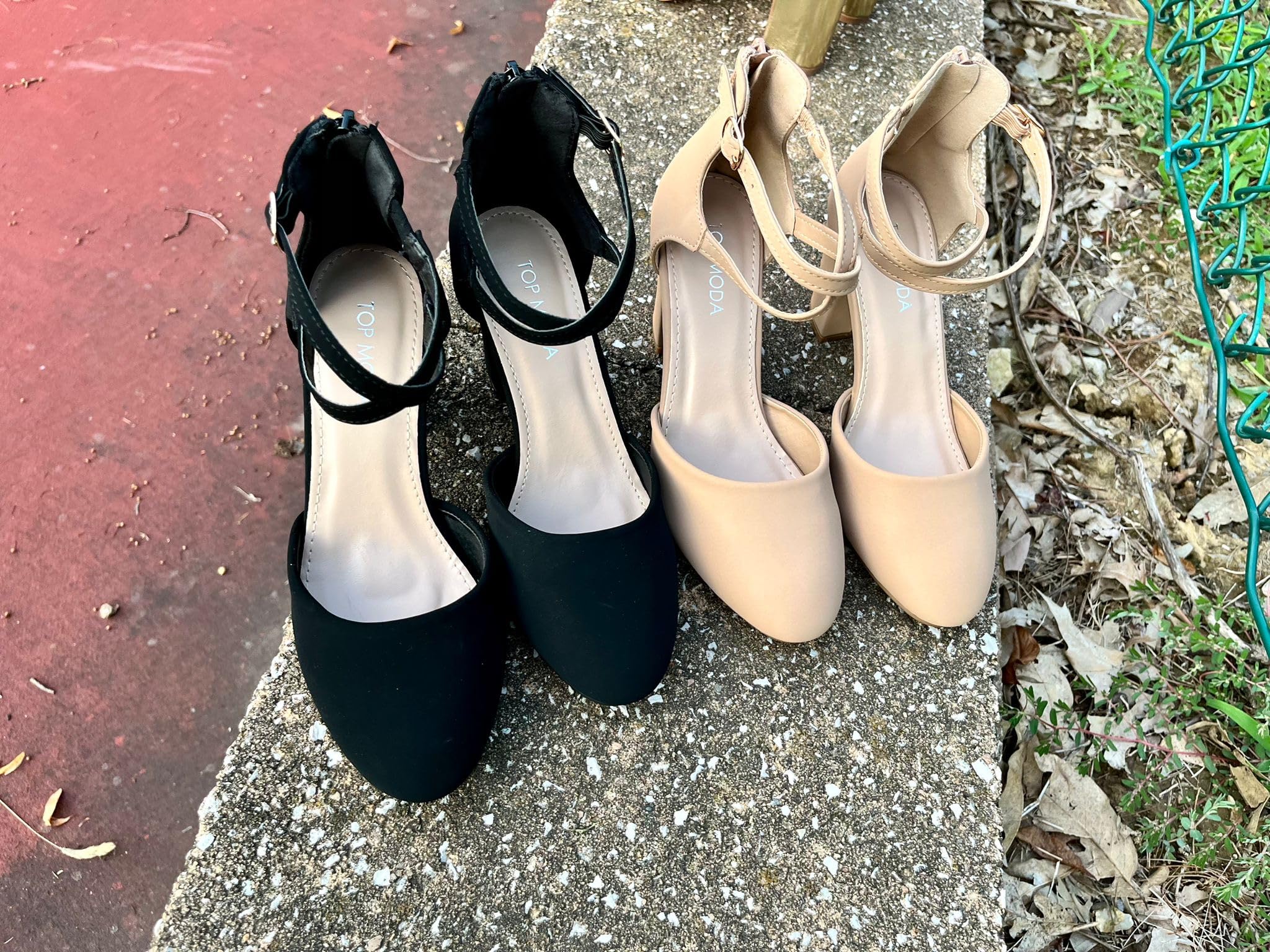 TOP Moda Women's Chunky Block Heel Pumps - Closed Toe Ankle Strap Dress Shoes for Work, Party & Wedding | Comfortable & Stylish Women's Fashion Shoes