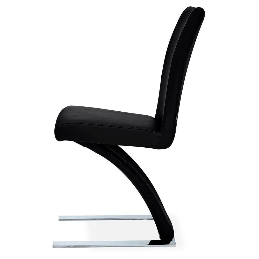 Modern Mesa Dining Chair - Black Leatherette Upholstery with Stainless Steel Frame - Contemporary Kitchen & Dining Room Furniture for Home & Restaurant Use