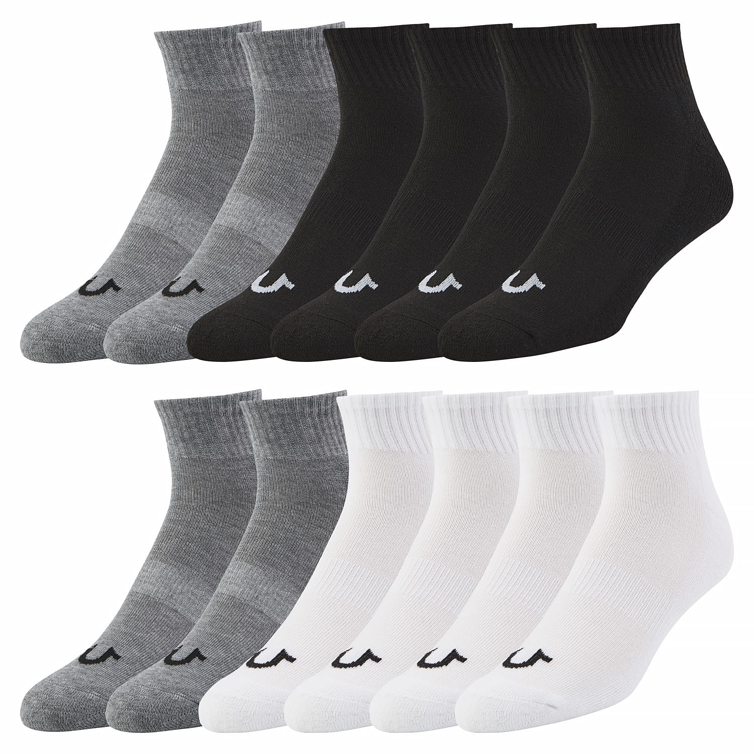 True Religion Men's Ankle Socks 6-Pack & 12-Pack - Premium Athletic Quarter Socks for Shoe Size 8-12 - Gym, Running, Basketball & Casual Wear