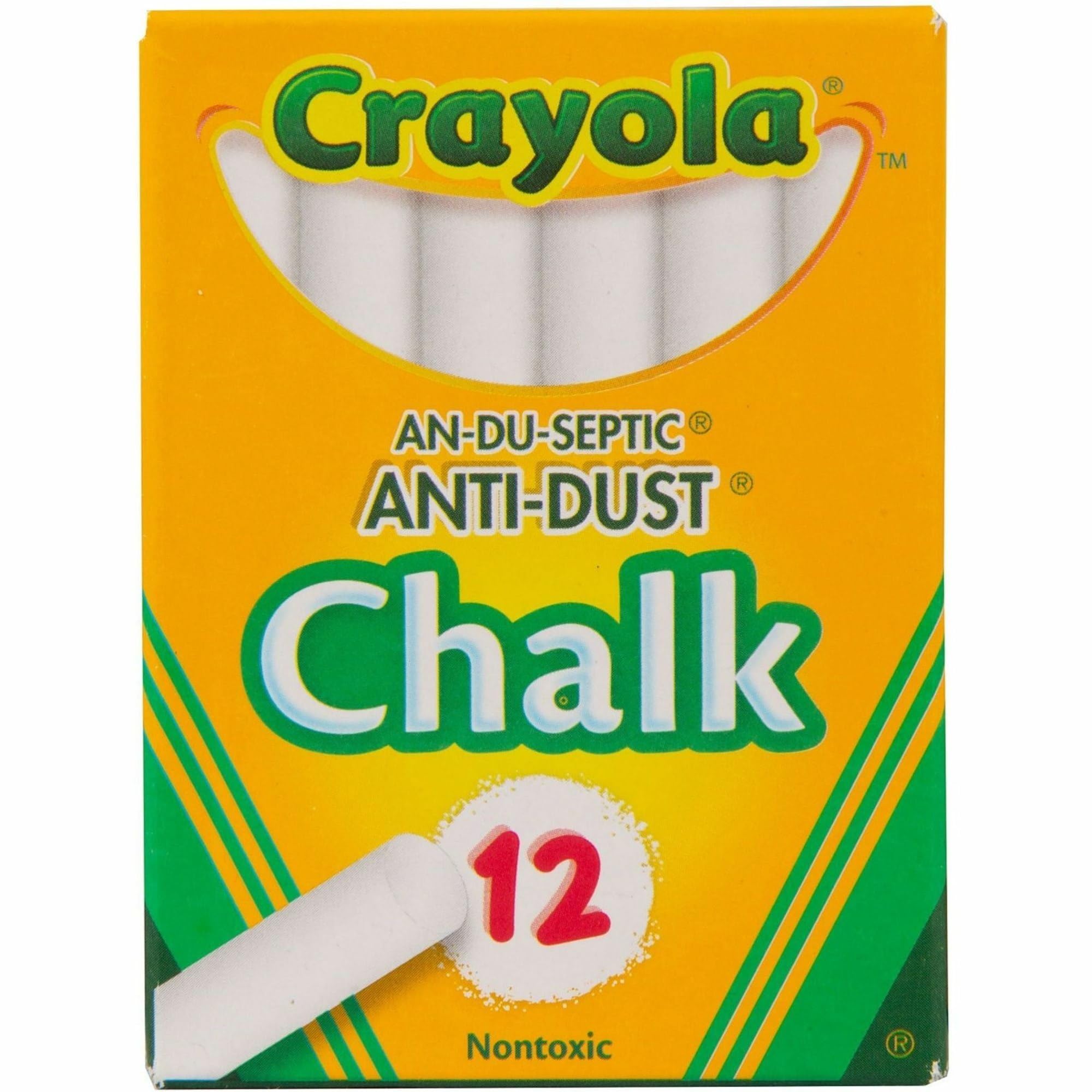 Crayola Anti-Dust White Chalk - 12 Pack for Kids, Classrooms & Sidewalk Art | Non-Toxic, Dust-Free School & Outdoor Drawing Supplies