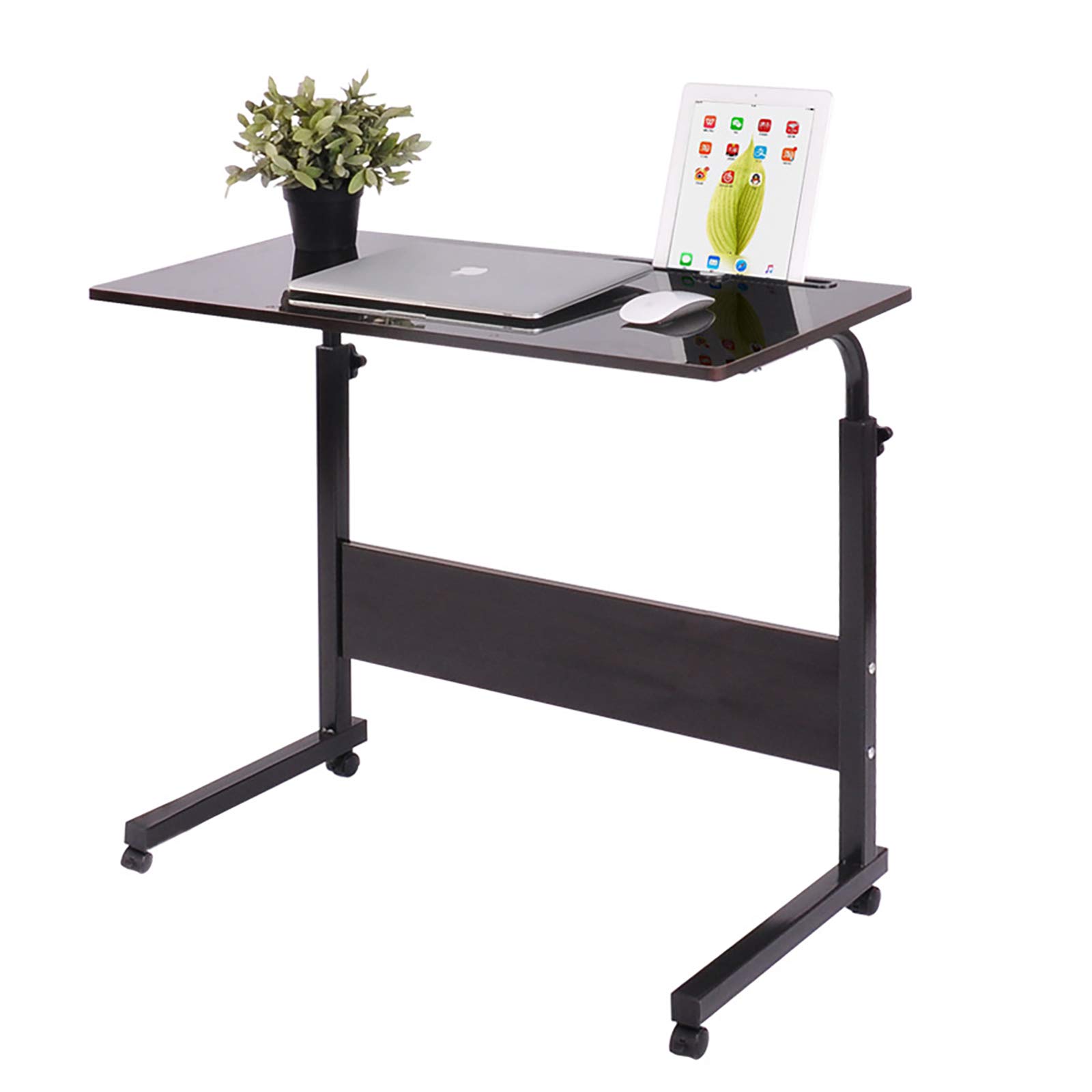 QWEASDF Adjustable Mobile Laptop Desk with Wheels - Portable Sofa Side Table, Rolling Computer Stand for Home Office & Bedroom - Perfect for Working from Couch, Under Bed Storage & Small Space Organization