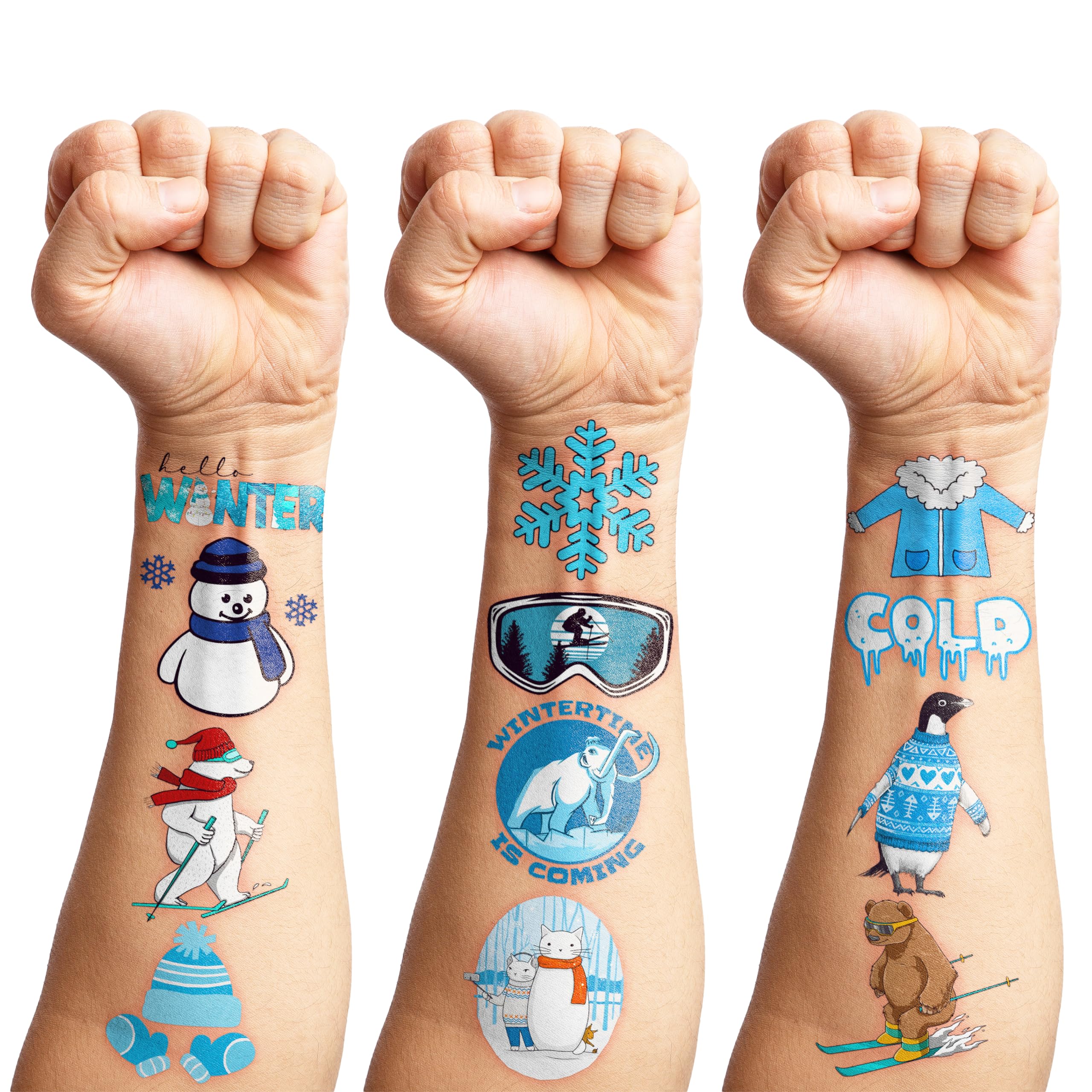 100PCS Winter Snowflake Temporary Tattoos - Fun Snow Themed Stickers for Kids Birthday Parties, Classroom Rewards & Holiday Decorations | Perfect for Christmas Gifts, School Prizes & Seasonal Crafts