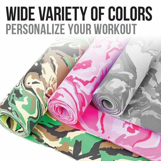 Premium Non-Slip TPE Yoga Mat with Travel Strap & Waist Trimmer - Extra Thick & Durable Gray Camouflage Design for Home Workouts, Gym, Travel & Fitness Training