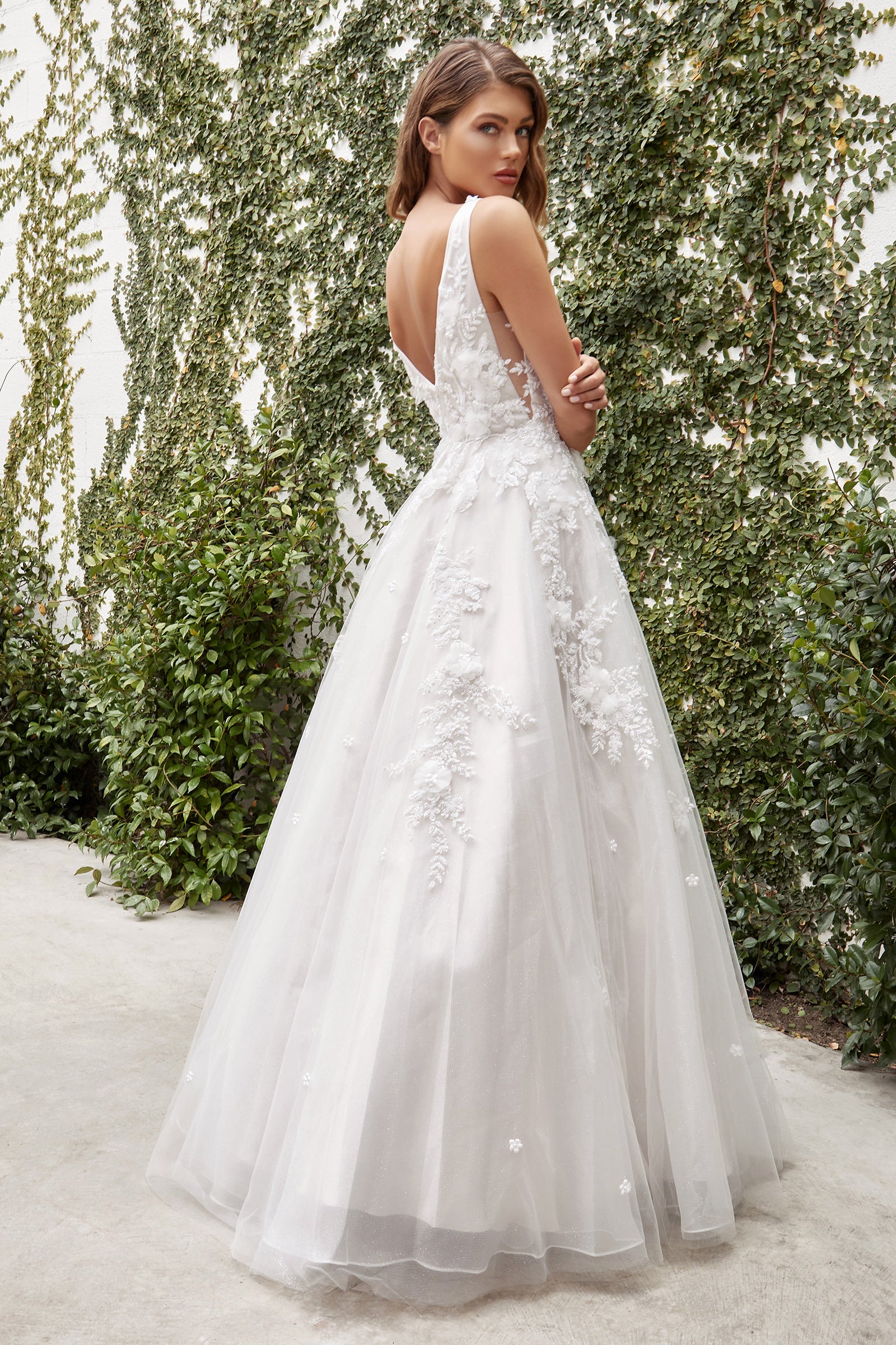 Elegant Gardenia Lace Wedding Ball Gown by Andrea & Leo - A1028W for Bridal, Prom & Formal Events