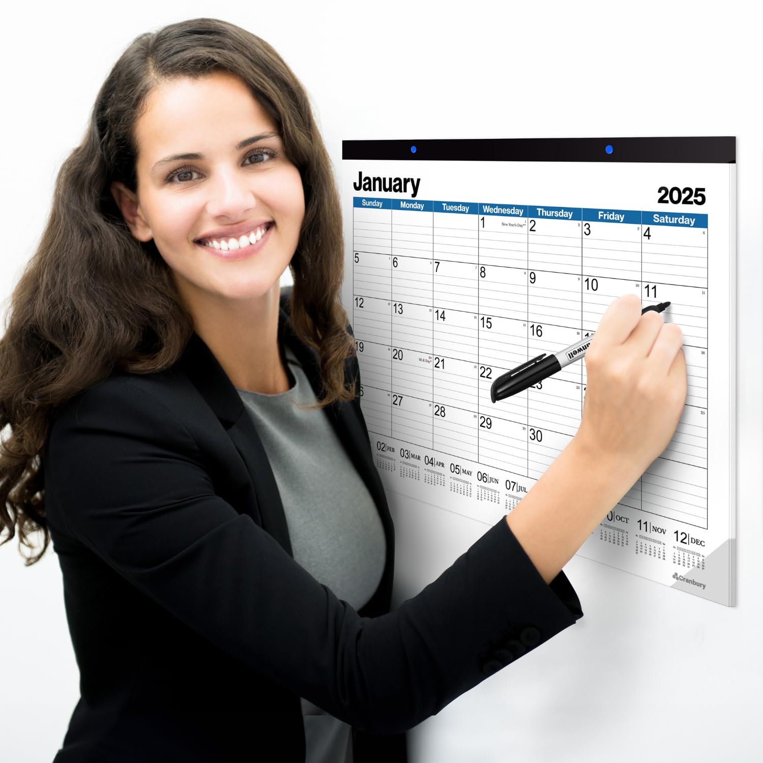 CRANBURY Large 22x17 Desk Calendar 2025 - Big Monthly Planner & Desk Blotter for Office or Home Use | Includes Stickers | Perfect for Wall Hanging, Workstation Organization & Productivity Planning