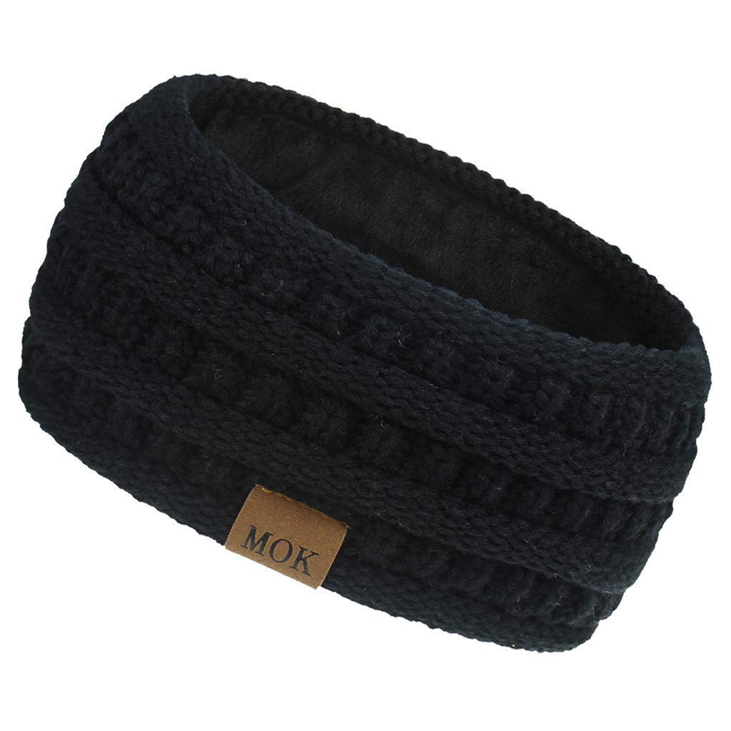 BOMOZQ Soft Stretch Winter Headband for Women - Warm Cable Knit Fuzzy Lined Hairband - Perfect for Cold Weather, Outdoor Activities & Winter Sports